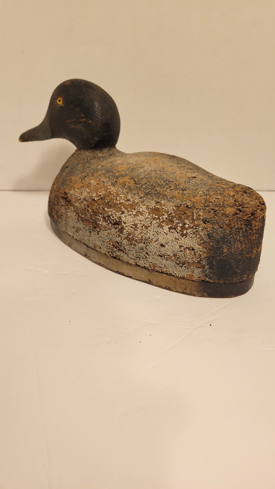 Antique Duck Decoy W/Glass Eyes Hand Carved & Painted Excellent Condition
