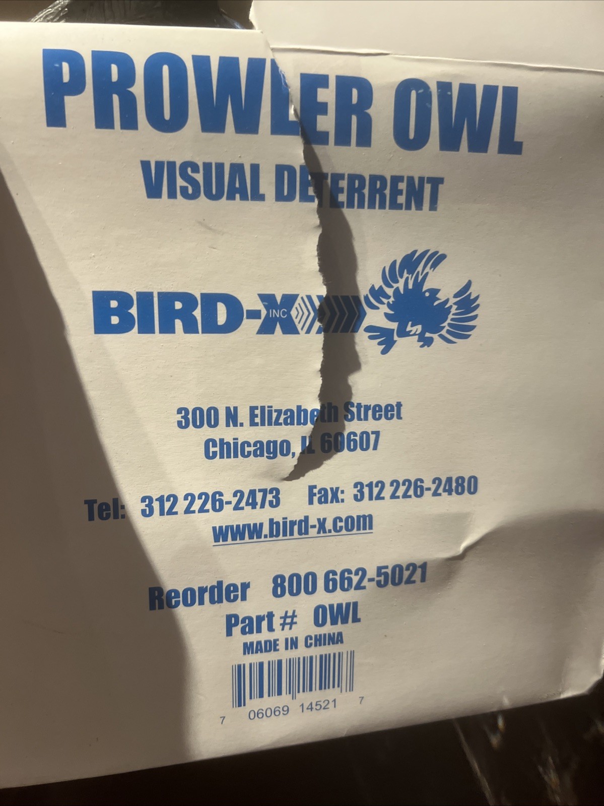 Durable Black Bird Pest Control Decoy with Moving Wings, Covers 6,000 sq. ft.
