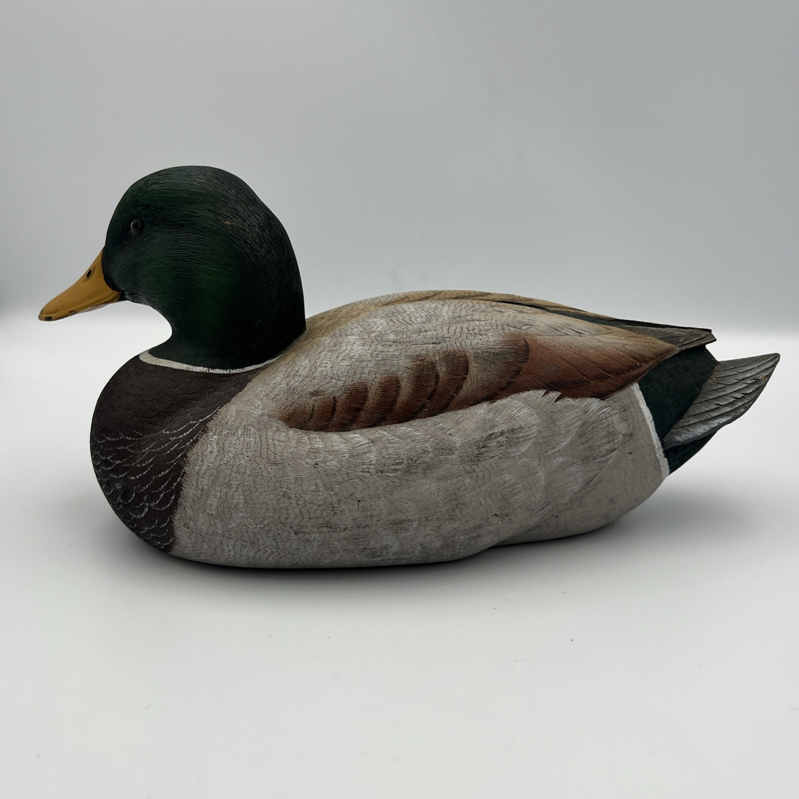 🦆 Signed Randy Tull Wood Carved Mallard Drake Duck Decoy 12″x5.5″x5.5″