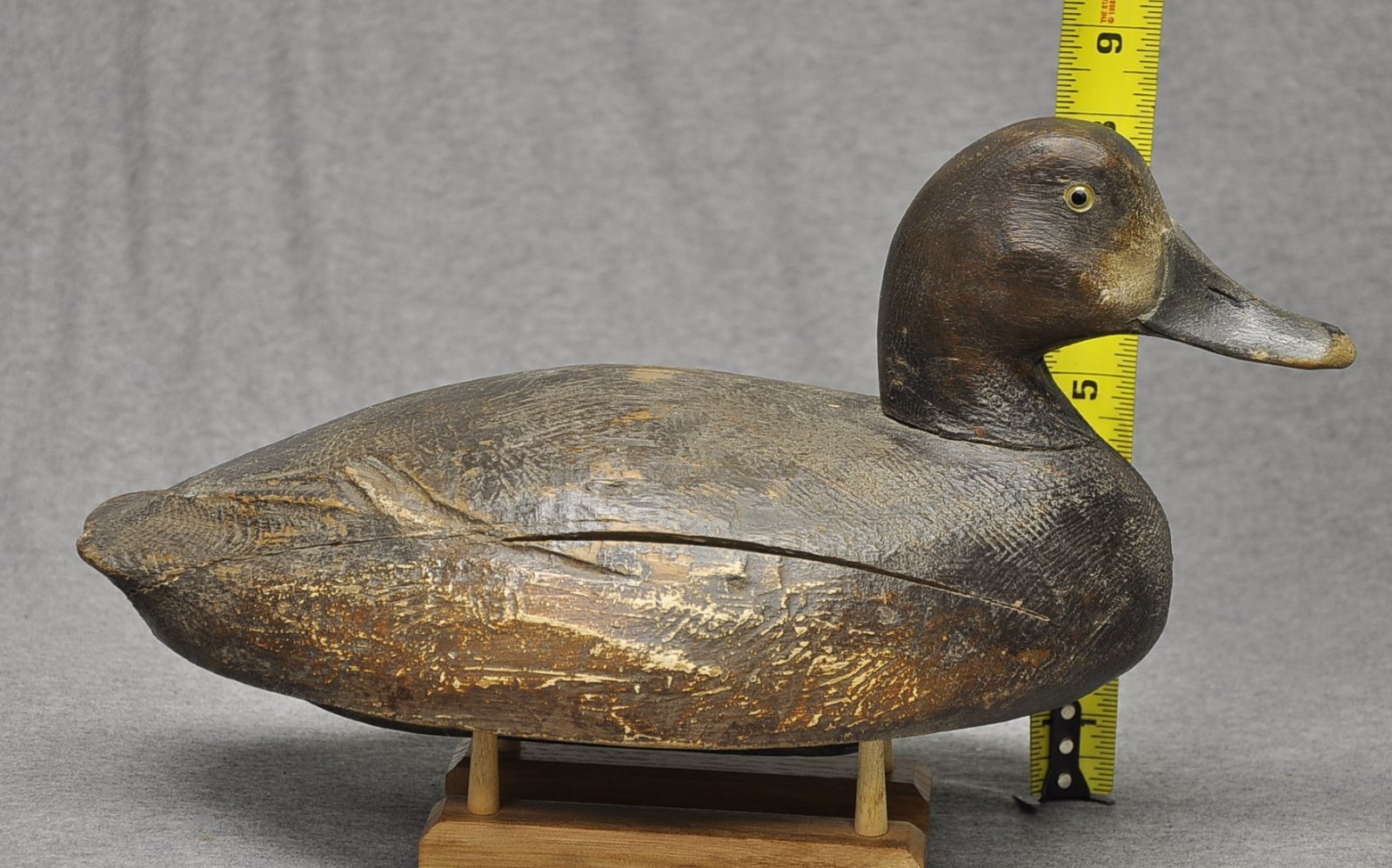 BEN SCHMIDT RED HEAD HEN duck decoy HUNTING CONDITION ORIG. PAINT AGE CRACKS