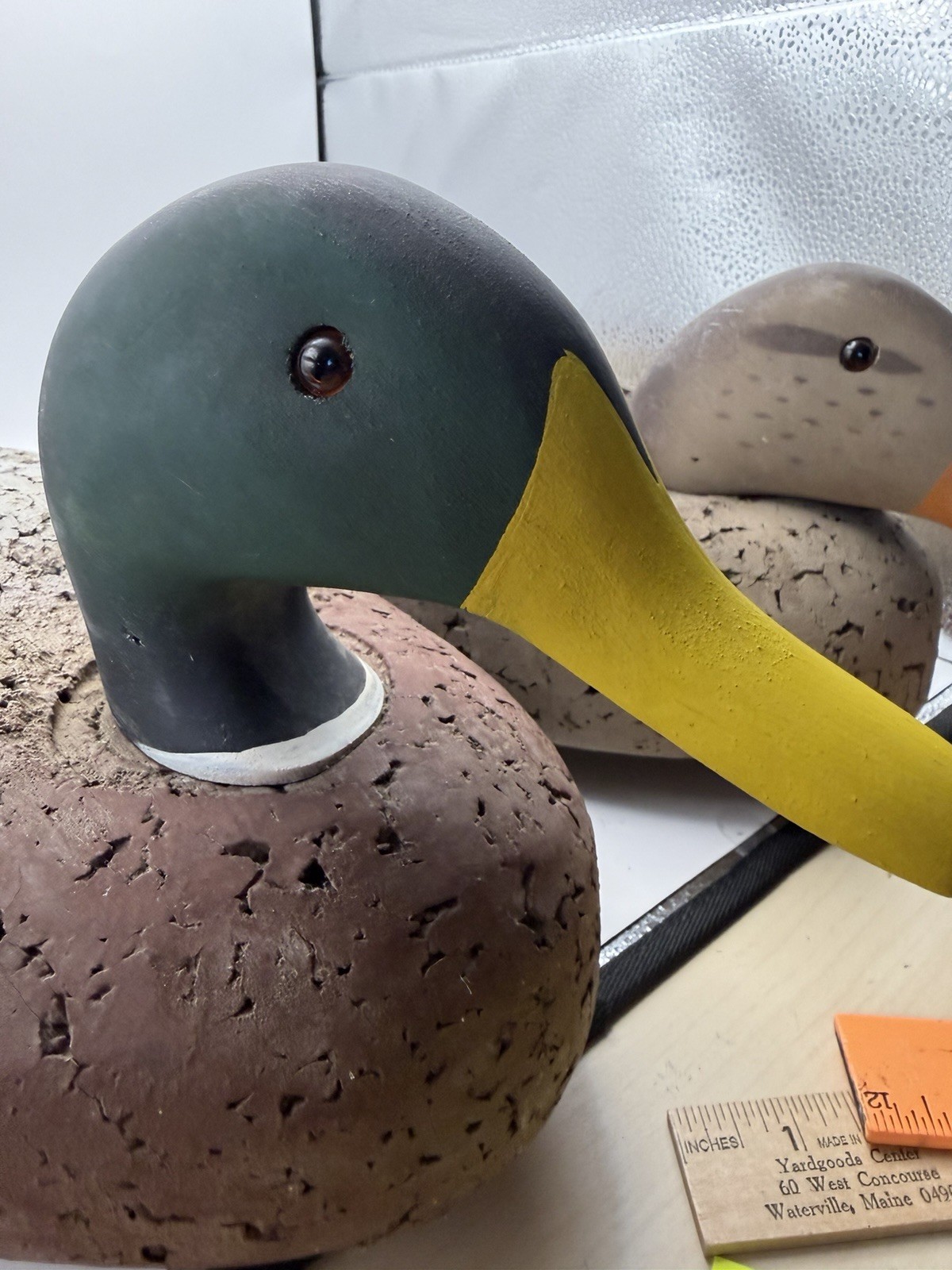 Pair Vintage LL Bean Oversized Mallard Cork Decoys Beautiful Condition 20”