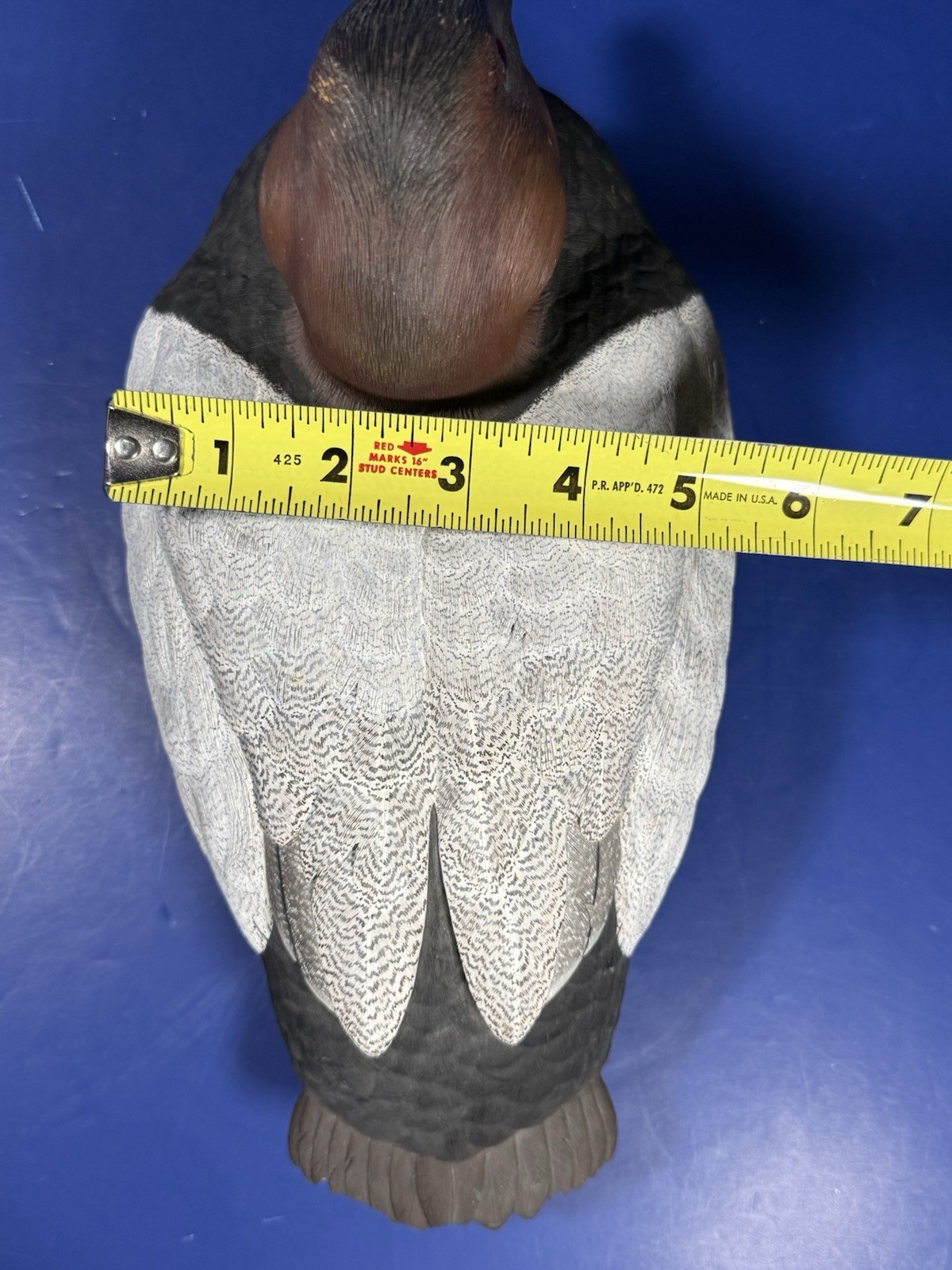 RA Meredith Canvasback Drake Wood Decoy Duck – Signed & Dated 1986 – 11.5” Long
