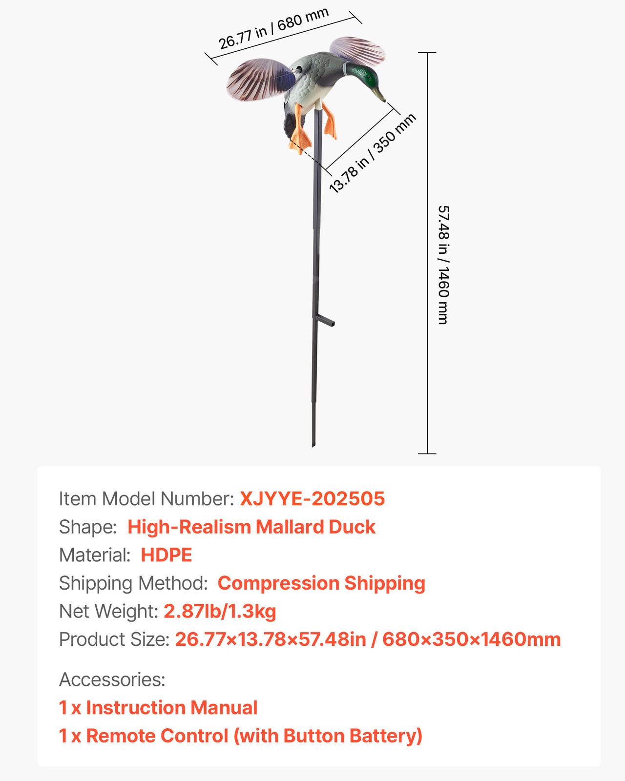 VEVOR Spinning Wing Motion Duck Decoy Outdoor Realistic Teal Decoys for Hunting