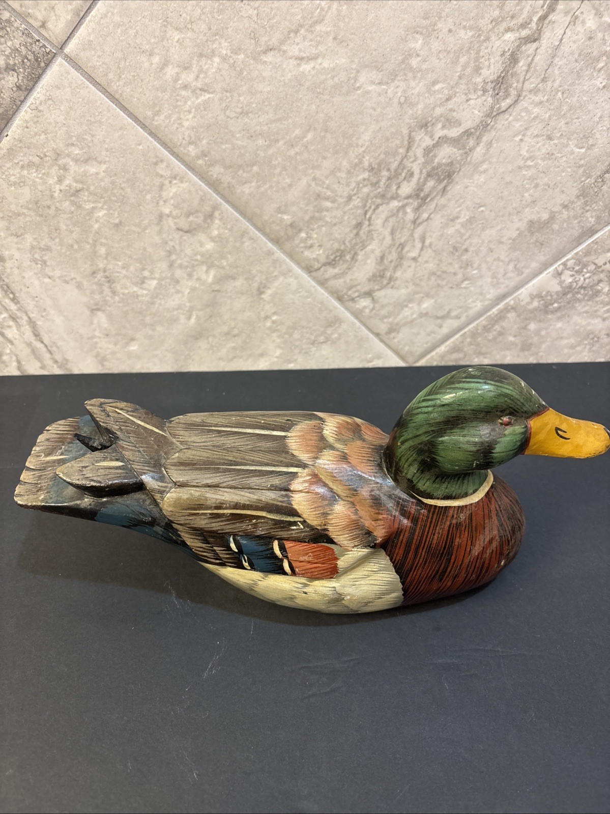 Hand Carved & Painted Wooden Duck Made In The Philippines