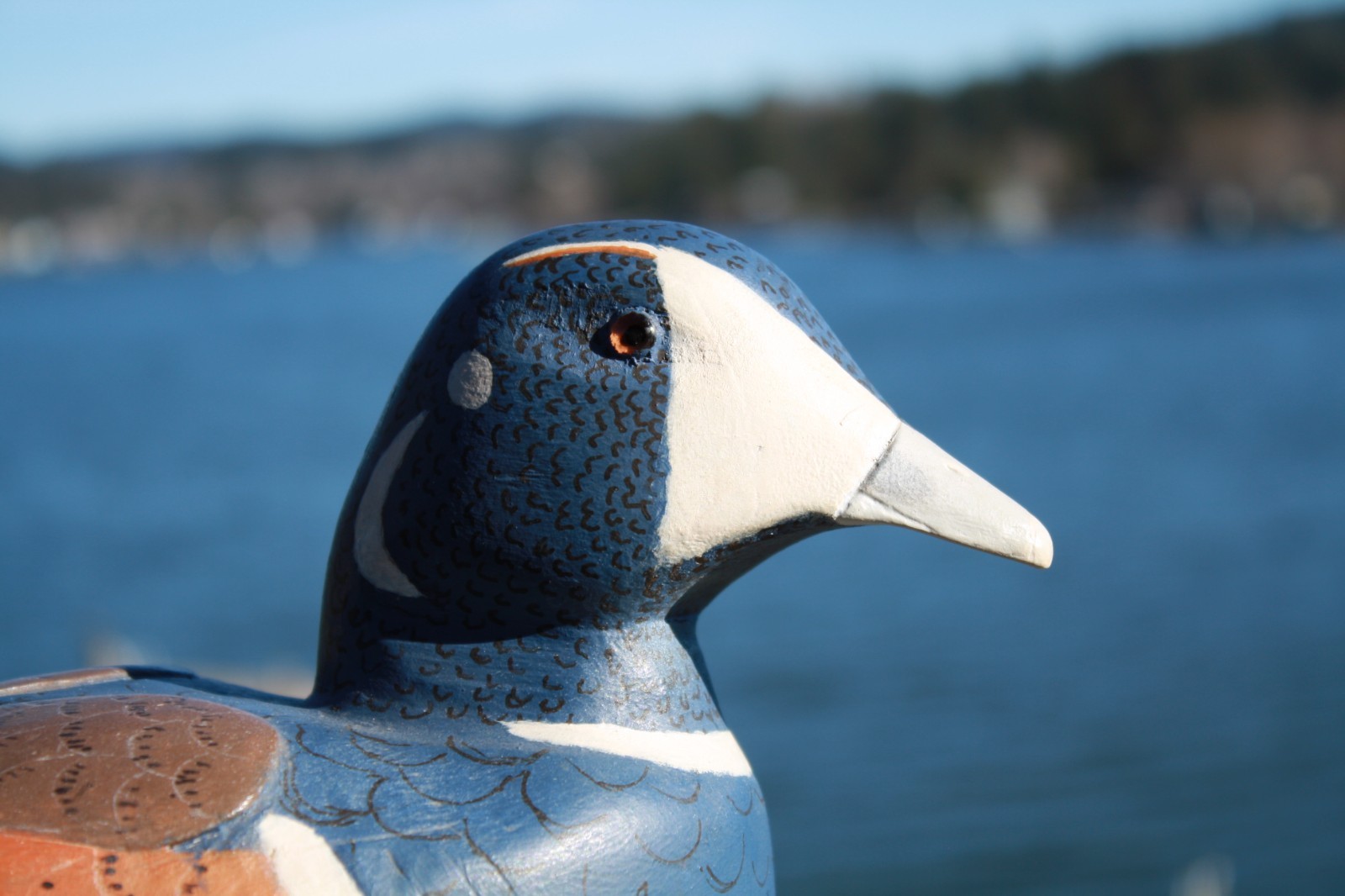 Harlequin Drake decoy by Mo Hobbs, 2006, solid wood, GE, OP.