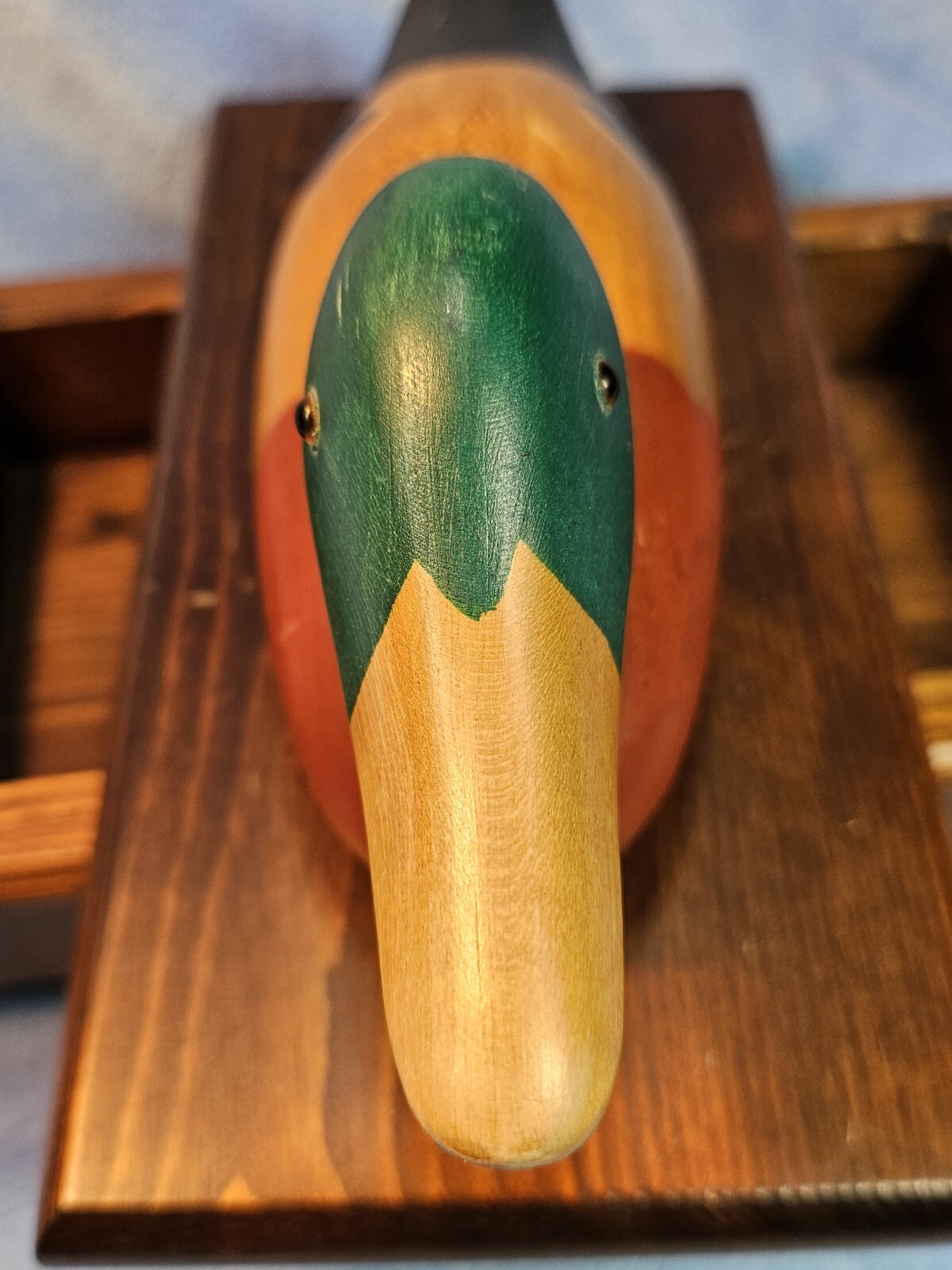 VINTAGE SIGNED 1984 RON FISHER DUCK DECOY MOUNTED CUSTOM MALLARD WOODEN BOX