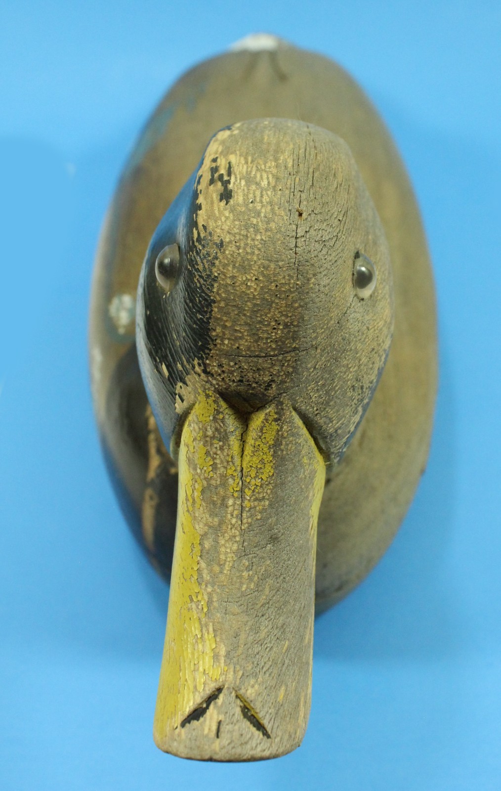 Vintage Hand-Carved Mallard Duck Decoy Hand Painted One side. Old One