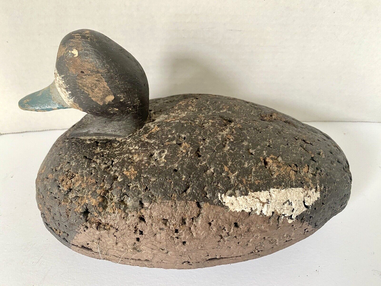 Vintage Scaup Duck Decoy Pair, Keel & Weight on Base, 1 Wood Body & 1 Cork Body