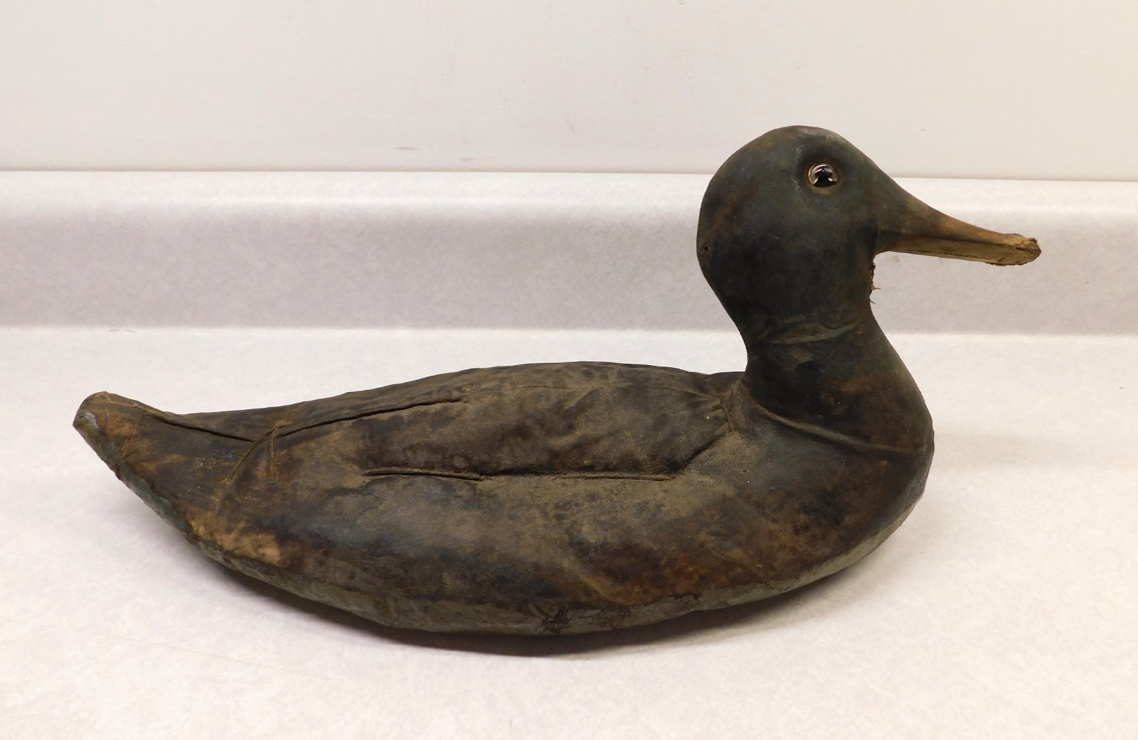 Antique Vintage Mallard Canvas Duck Decoy With Glass Eyes