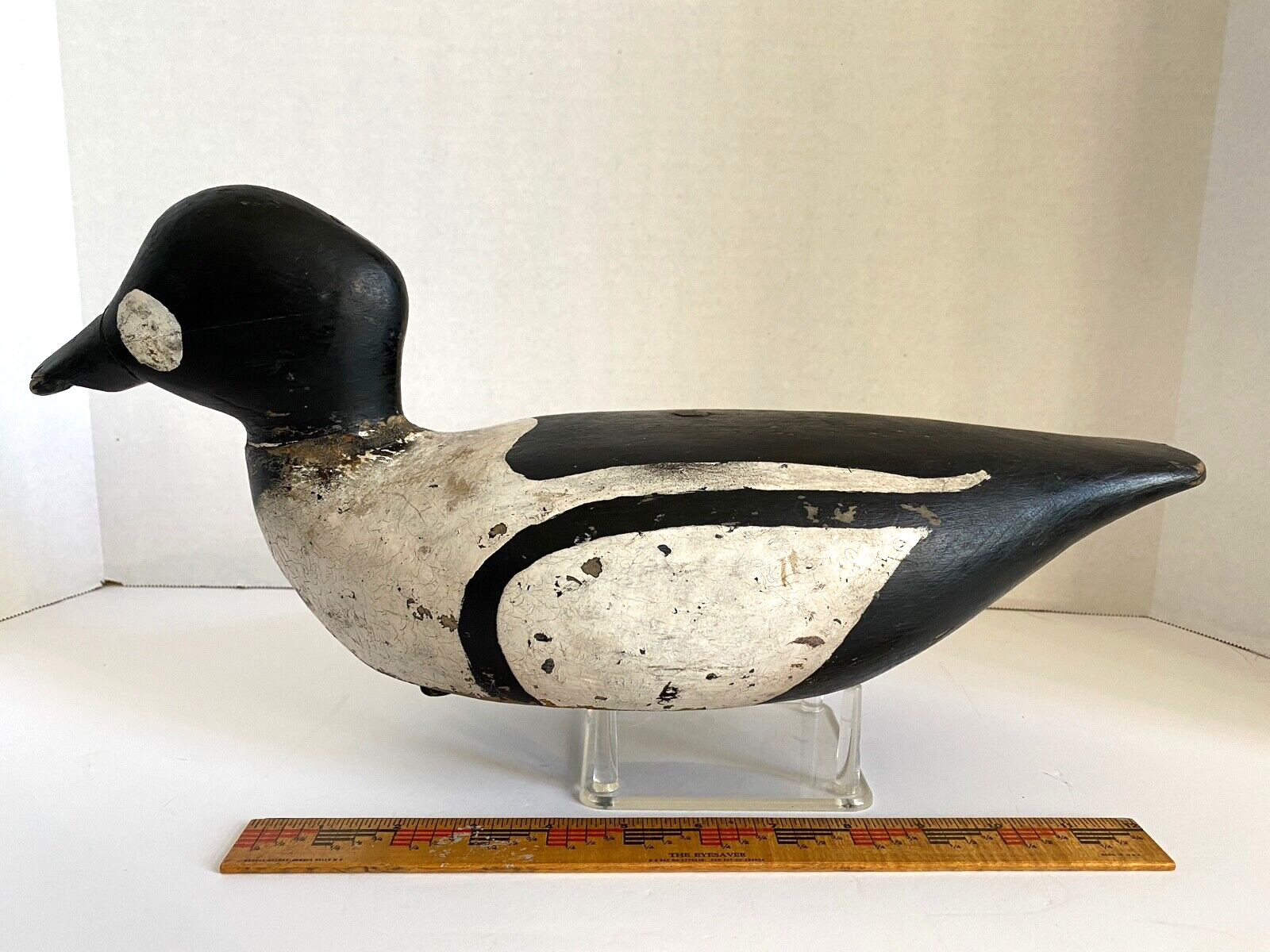 Carved Goldeneye Duck Decoy, Possibly Early Whitney, Unsigned, Weighted Keel.