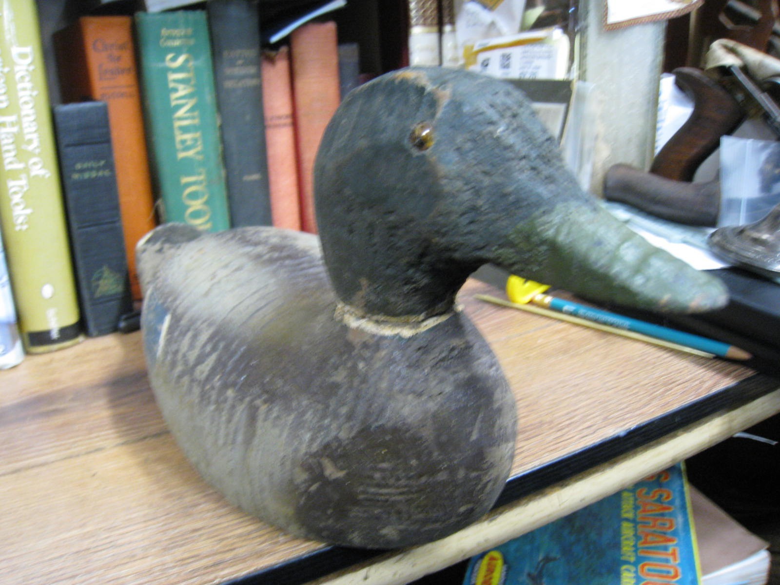 Original 1950s Wooden Mallard DRAKE Duck Decoy WOOD VICTOR GLASS EYES WORKING