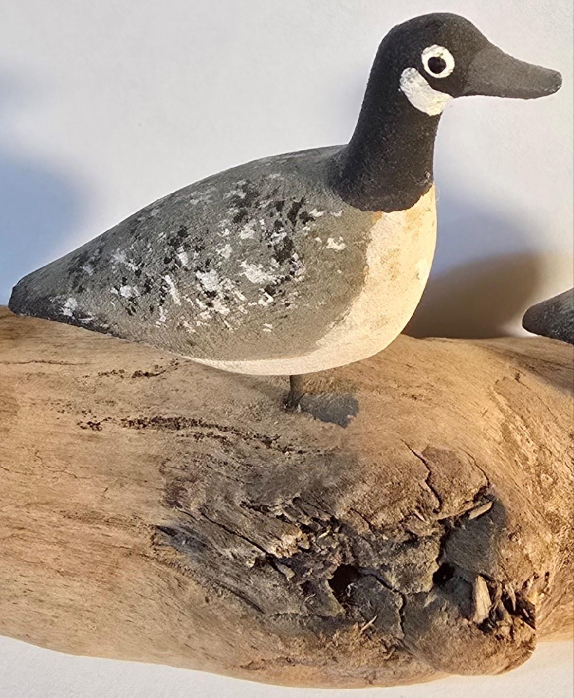 Hand Carved Miniature Canada Goose Decoys on Driftwood Folk Art Wildlife Carving