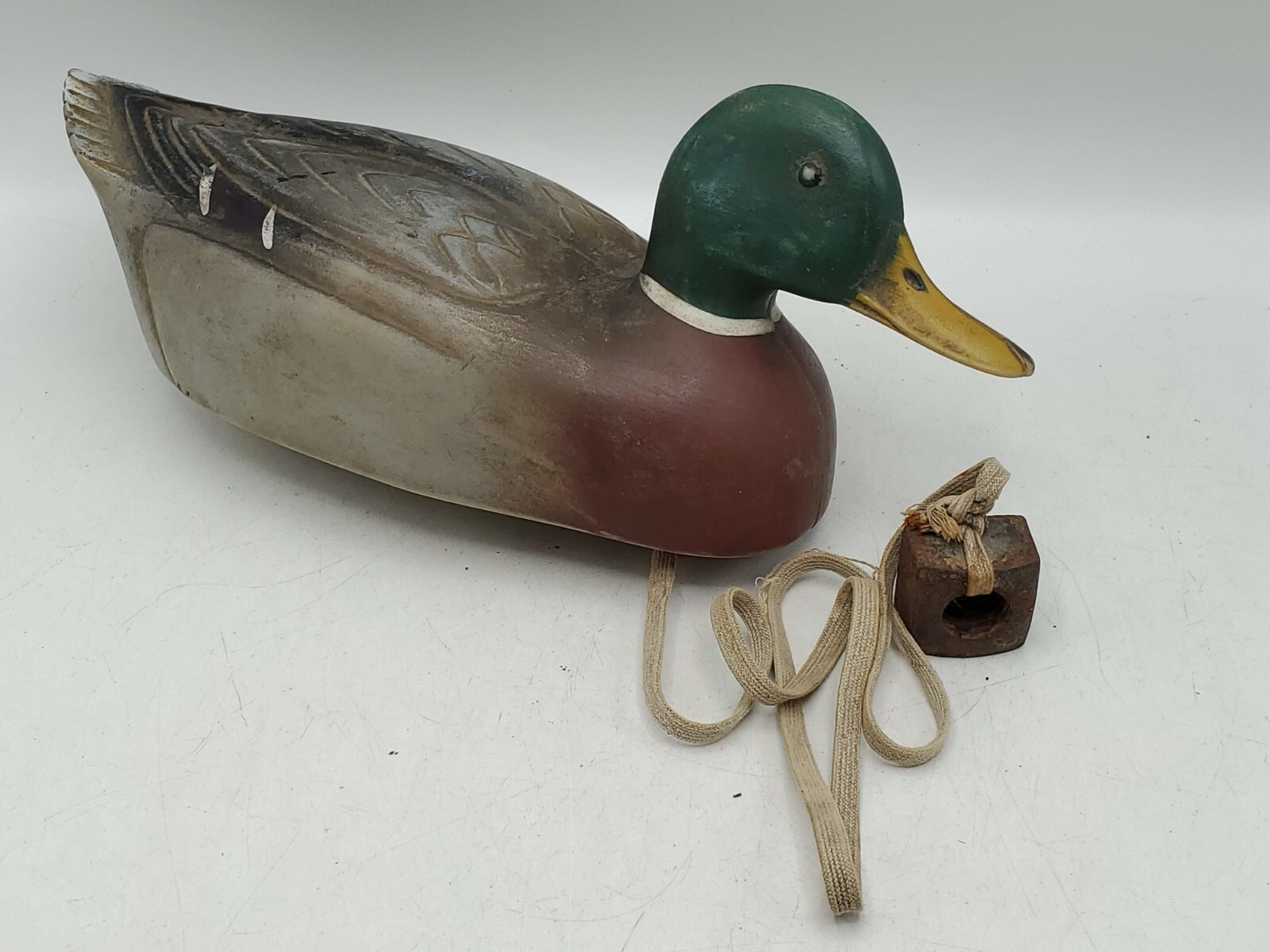 Vintage Plasti Duk Male Mallard Duck Decoy S10 w/ Weight Neumann & Bennetts Inc.