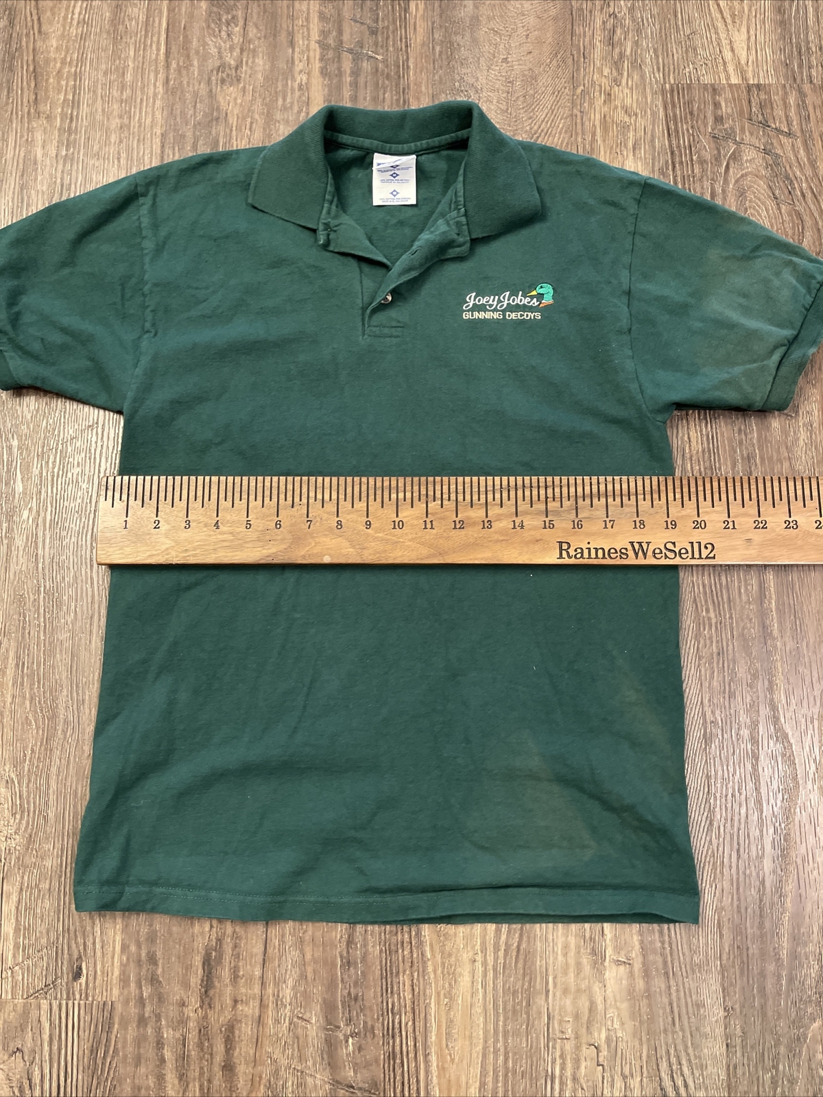 Vintage Joey Jobes Gunning Decoys Duck Hunting Polo Shirt Mens Medium Green Euc