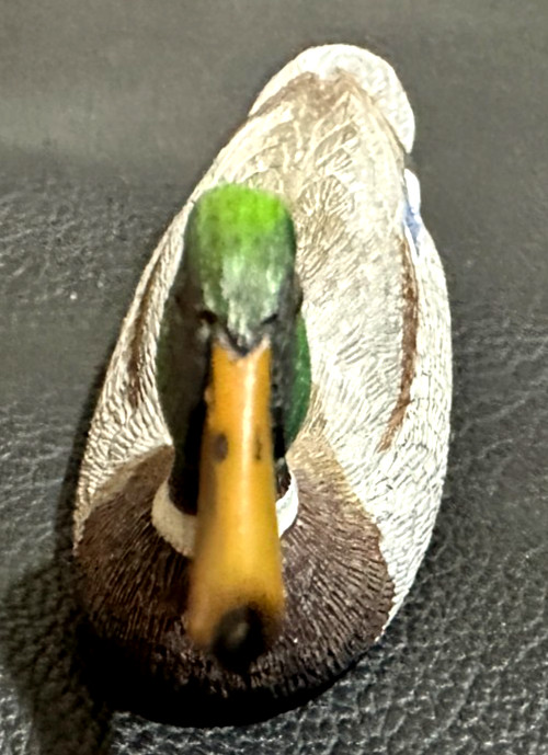 70s BILL CALLAHAN SIGNED RARE HAND PAINTED MALLARD DRAKE MINI PEWTER DUCK DECOY