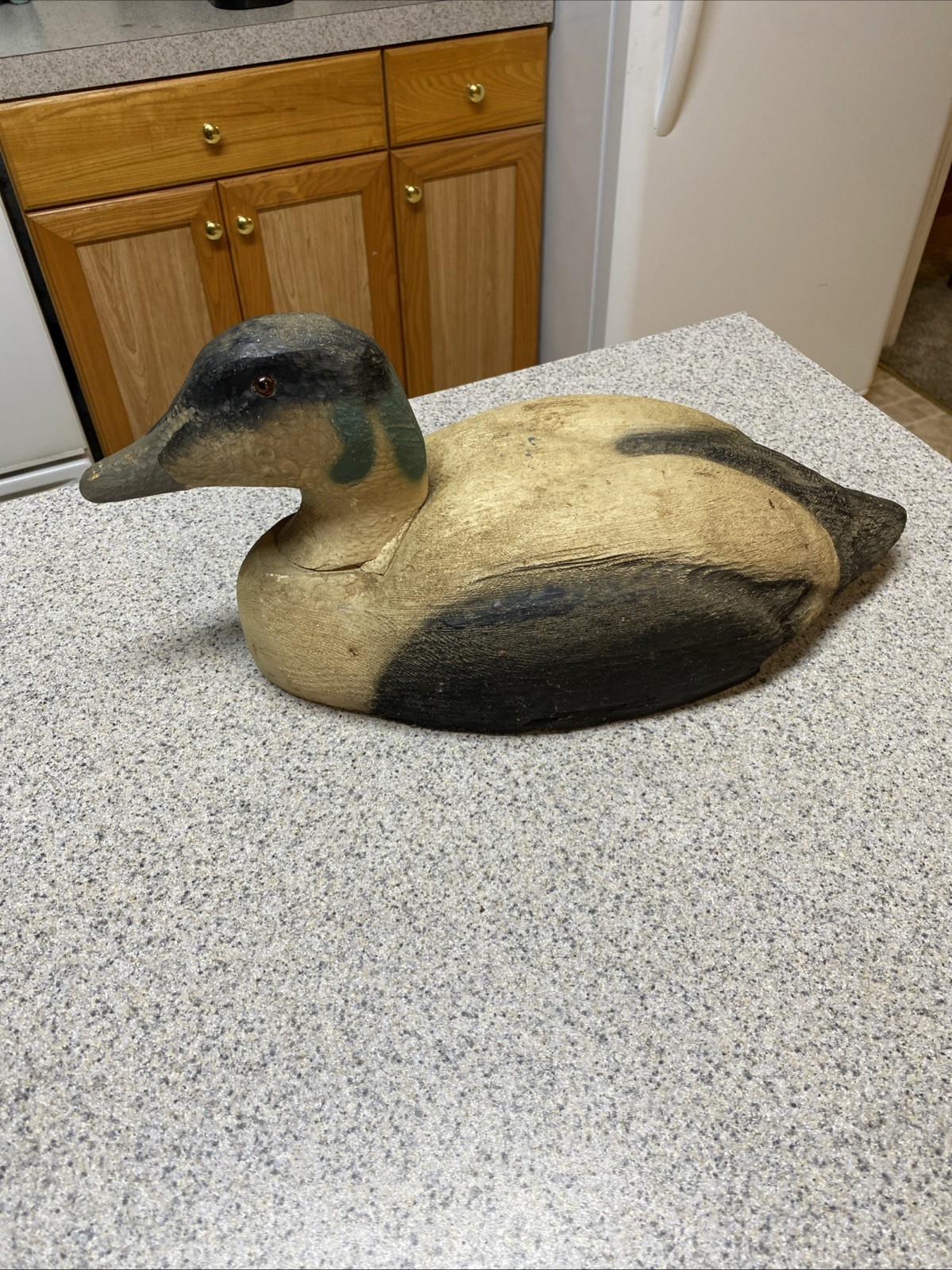 VINTAGE WOOD HERTER’S EIDER DRAKE DUCK DECOY ORIG PAINT NECK SEA WOODEN