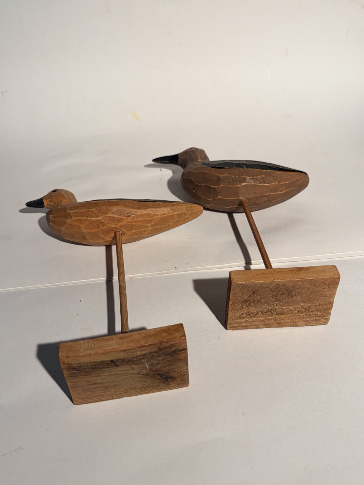 Vintage Hand Carved Wooden Shorebird Bird Decoy Nautical Folk Art Set