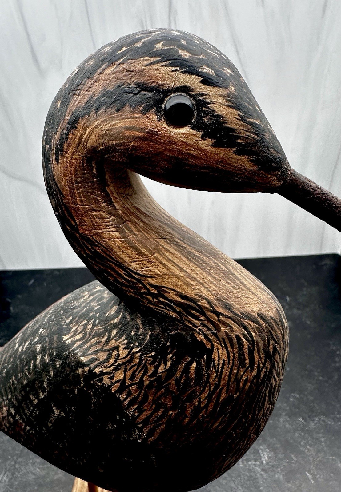 Vintage Hand Carved & Painted Shorebird Decoy On Stand (Signed) Bill Walker