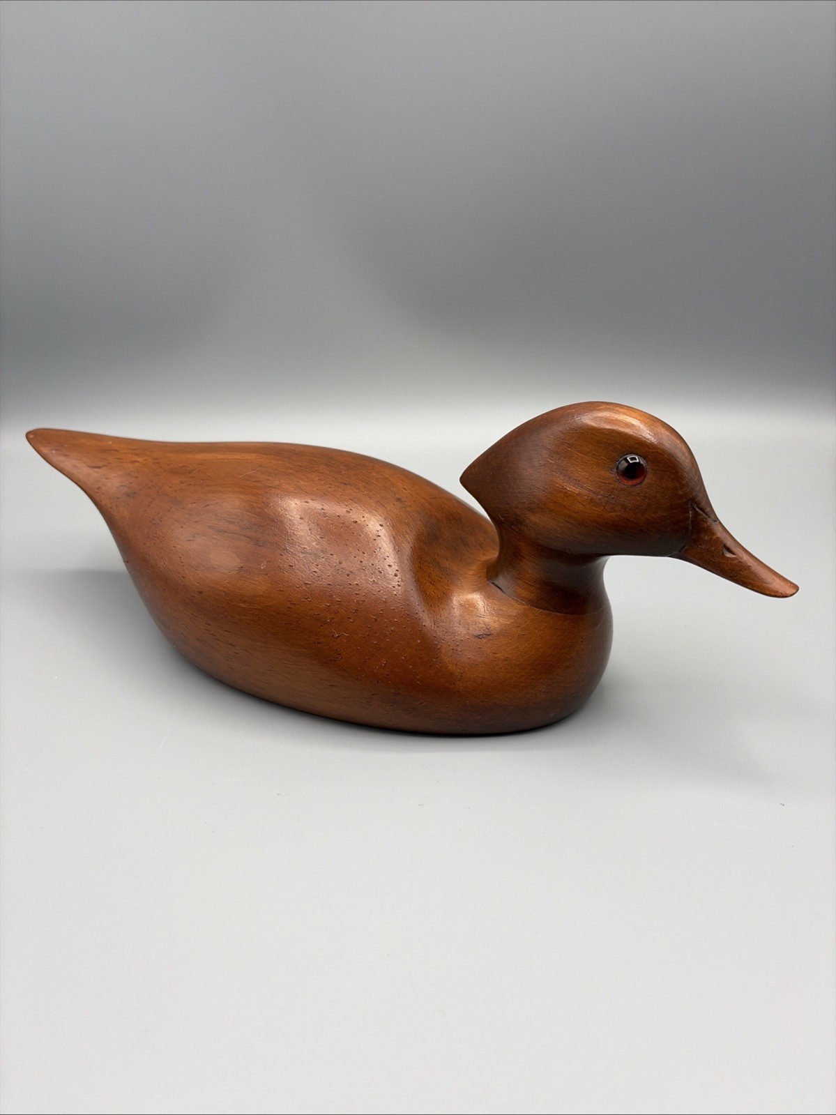 Vintage Handcarved Wooden Signed Don Bashore 1982 Wood Duck Decoy w/ Glass Eyes