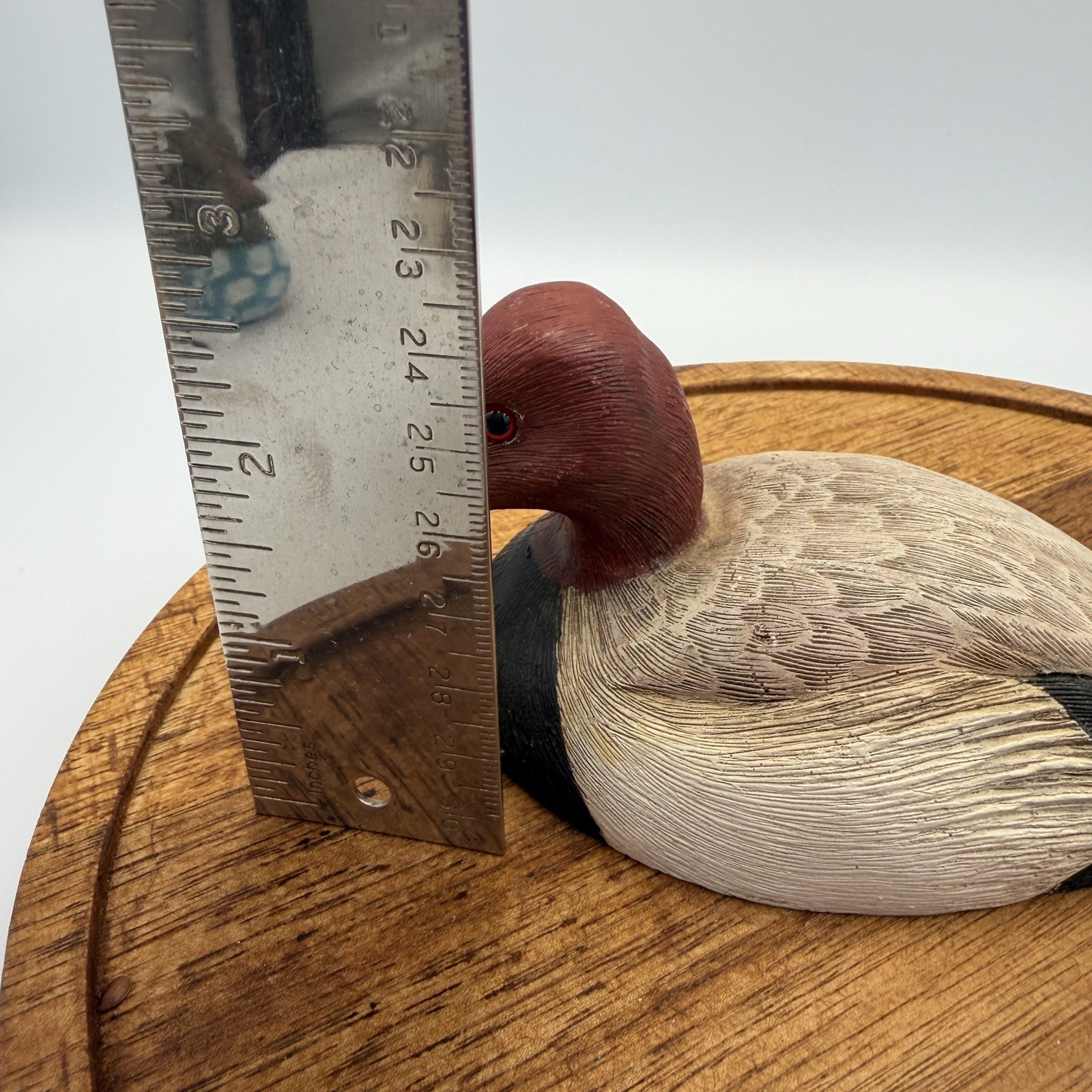 Hand Carved Wood Canvasback Duck Decoy MD 1989 Signed J.R. Williams Glass Eyes