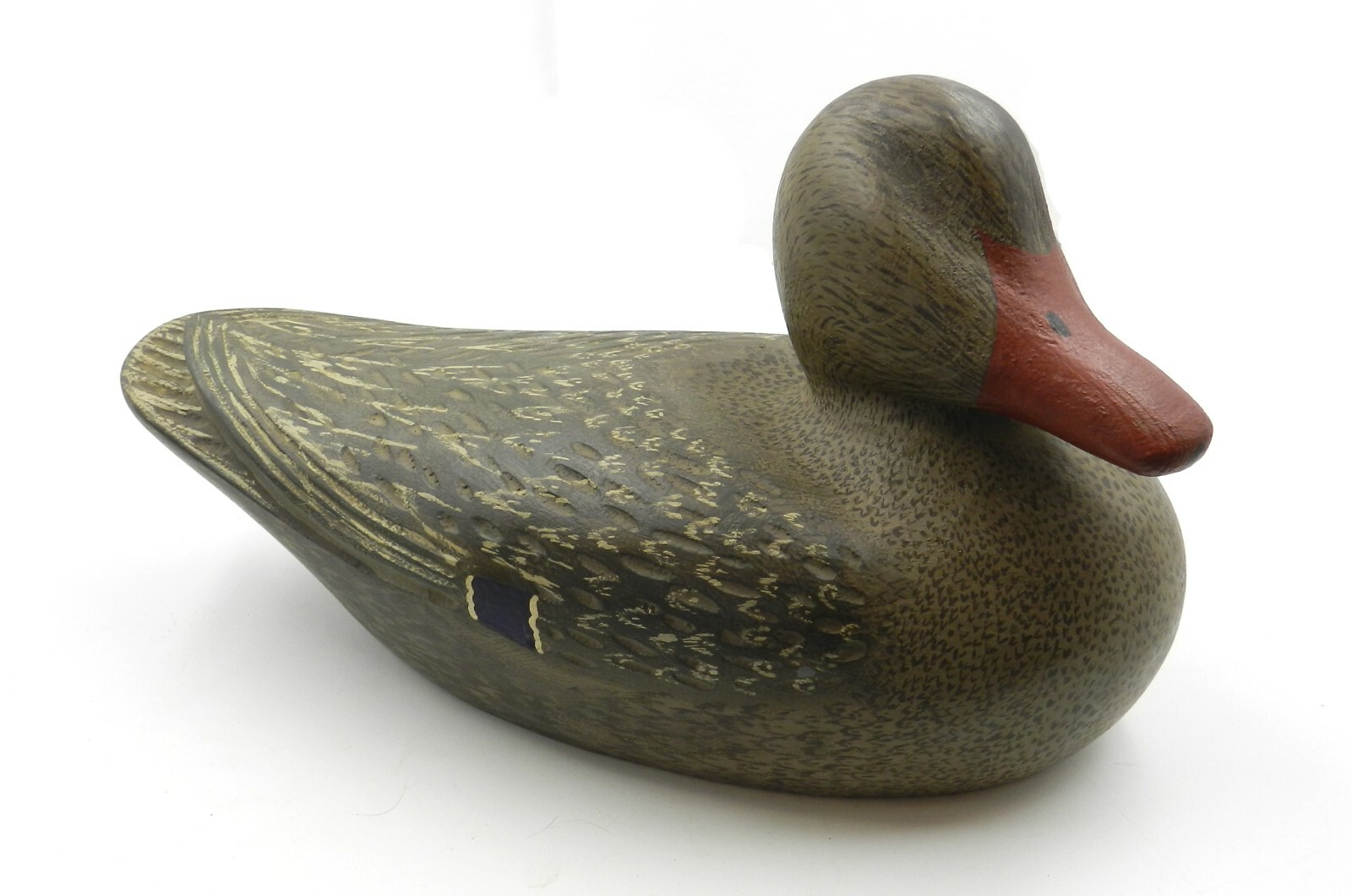 Unsigned Hen Mallard Duck Decoy, Carved Wood, 13″