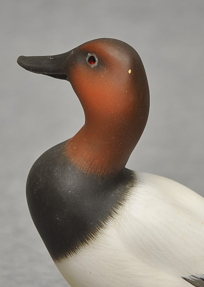 OUTSTANDING VINTAGE TOMMMY RODGERS MINI CANVASBACK DUCK DECOY BRANDED OP SIGNED