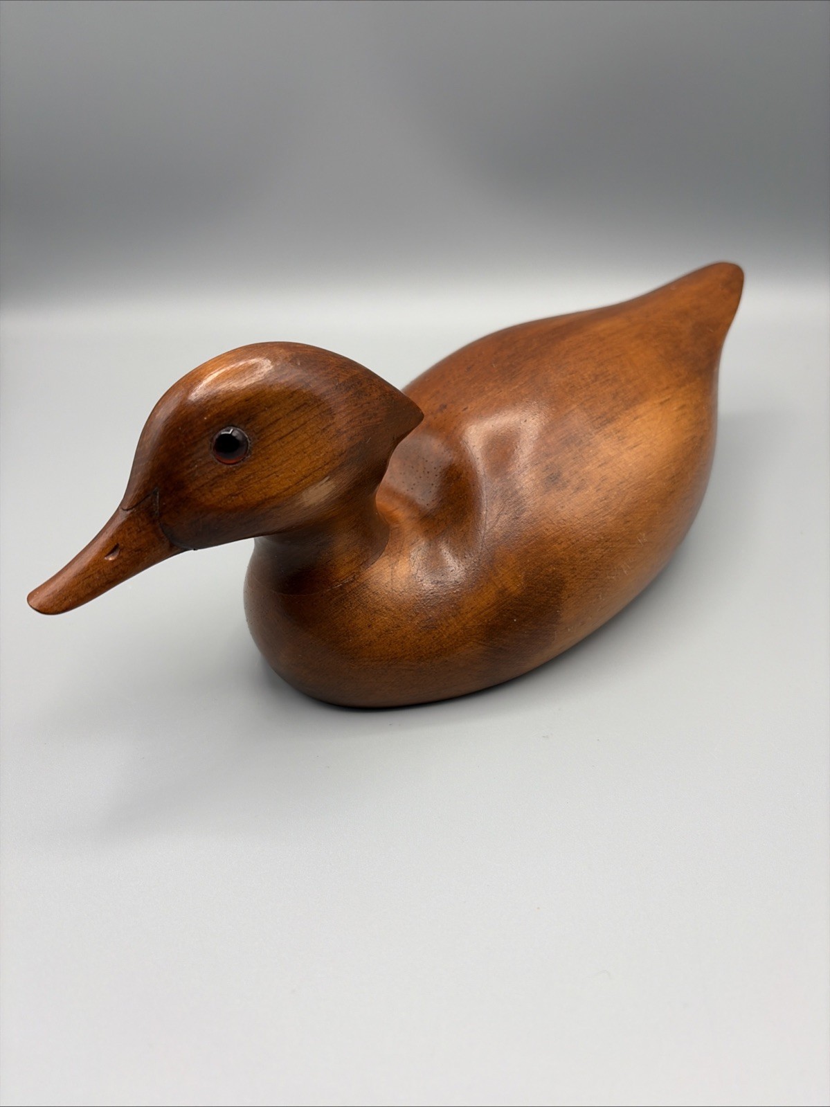 Vintage Handcarved Wooden Signed Don Bashore 1982 Wood Duck Decoy w/ Glass Eyes