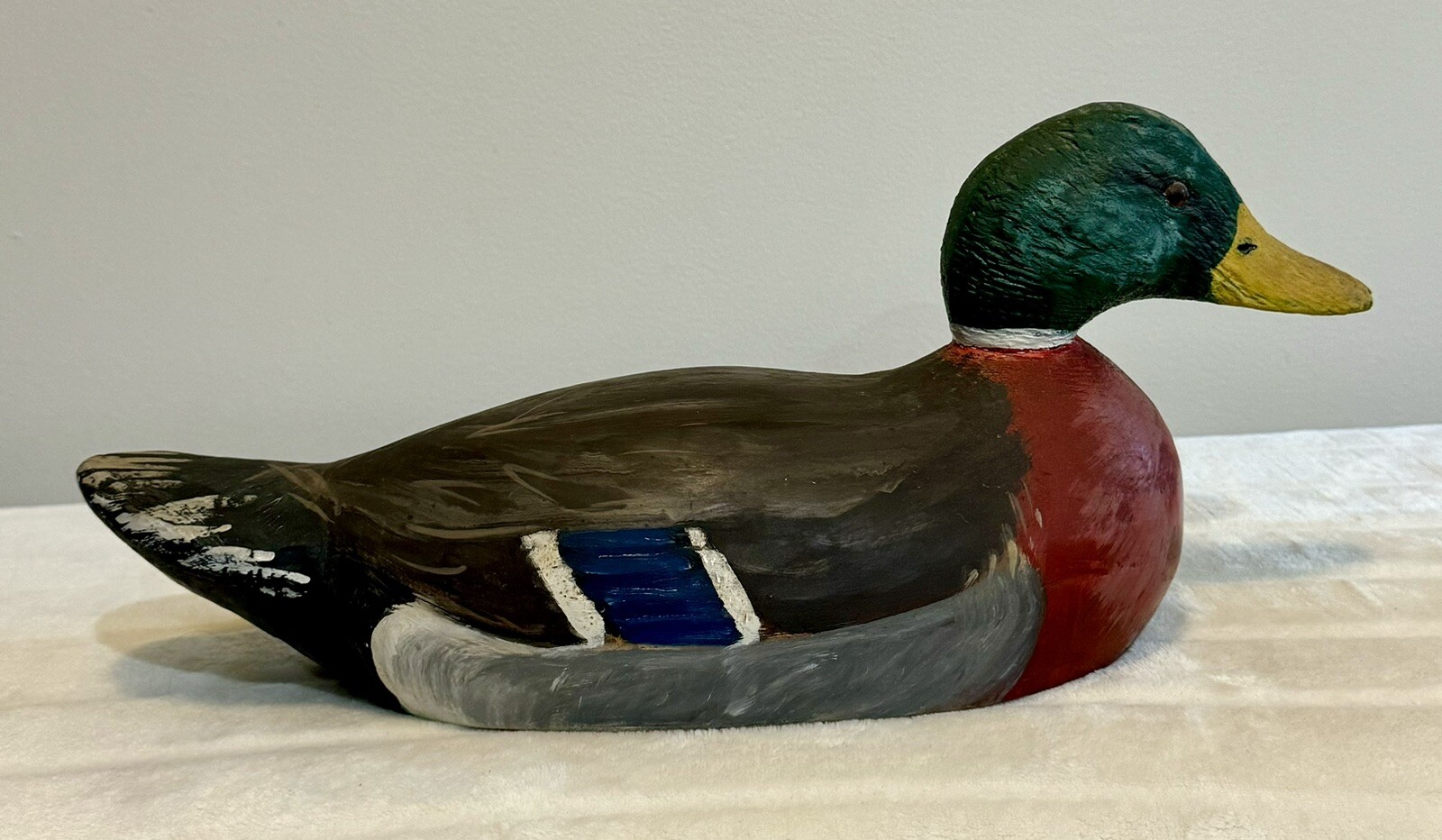 Vintage Hand Carved & Hand Painted Solid Wood Mallard Duck Decoy Decor/life size