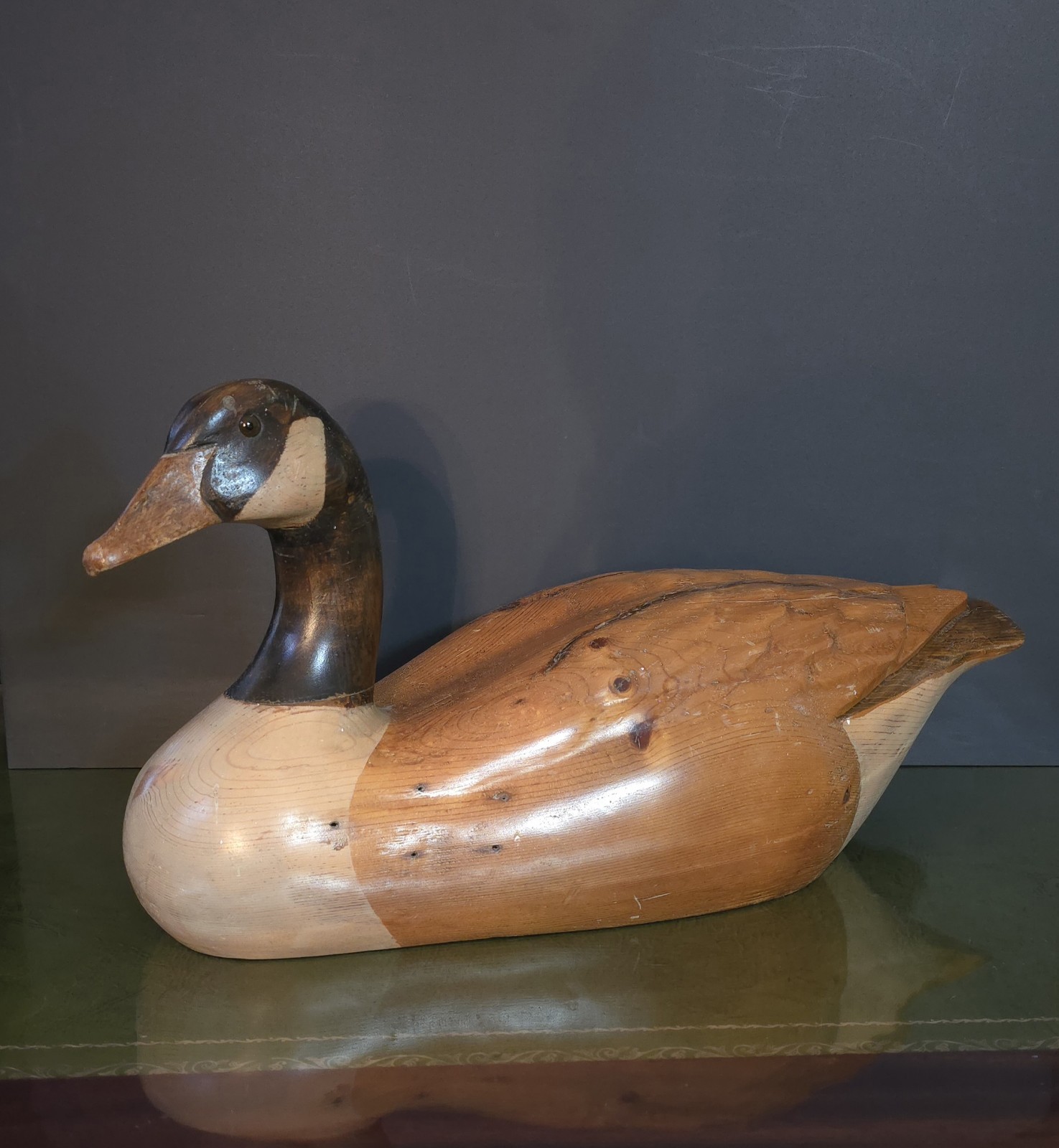 Large Vintage 1979 Solid Wood Decoy Canada Goose Made by R.D. Lewis Signed