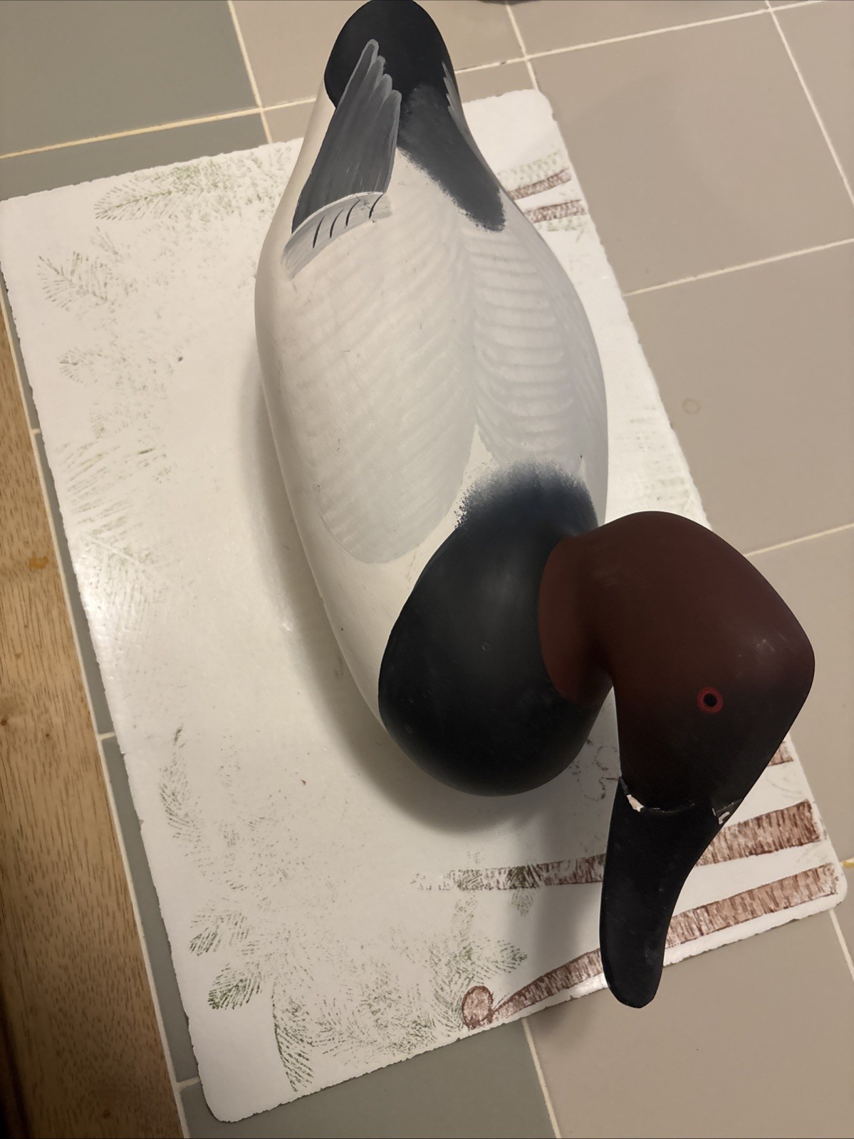 Canvasback Drake decoy by Patrick Vincenti, 1989 solid wood.