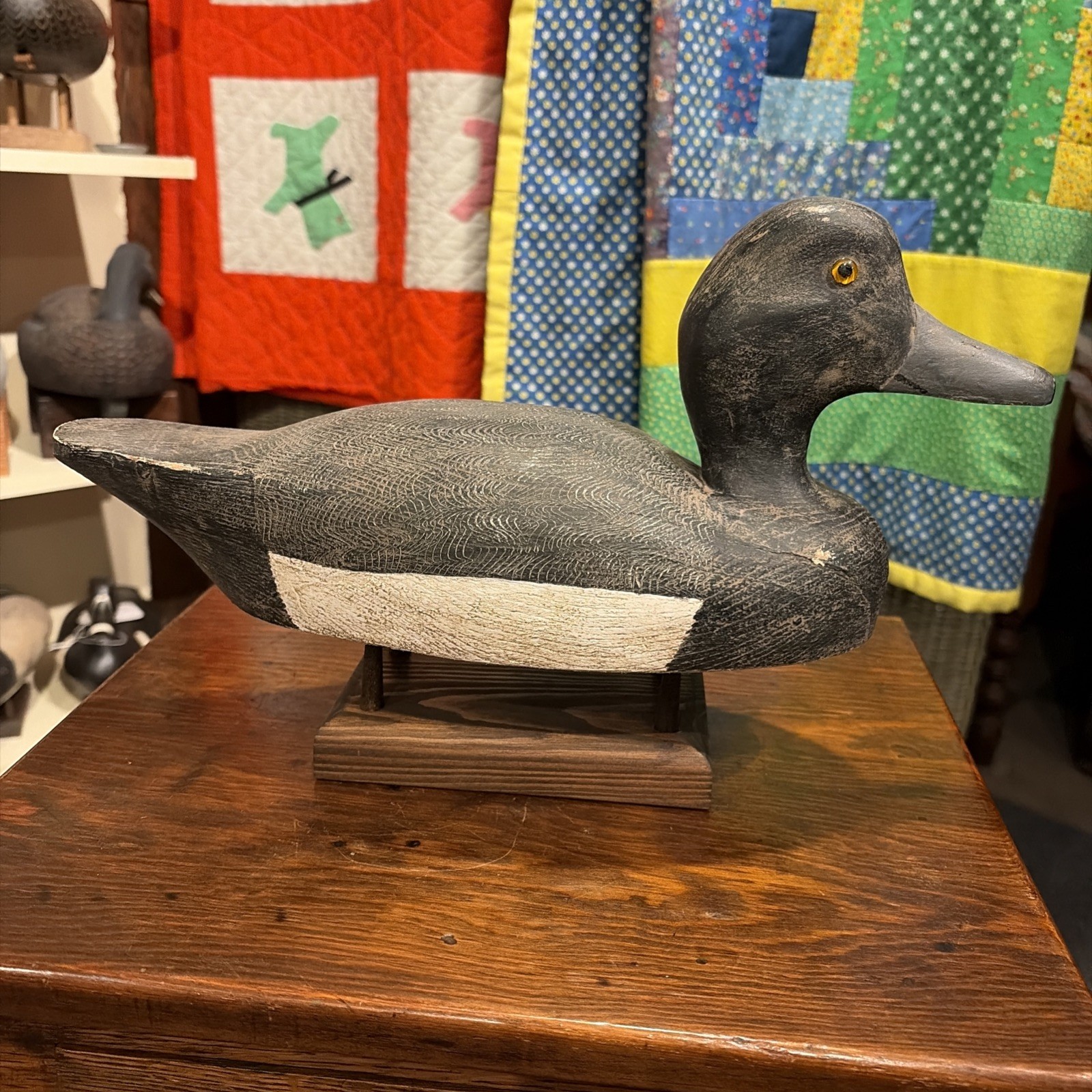 Vintage Belleville Ontario Bluebill Drake Duck Decoy In Original Paint Excellent