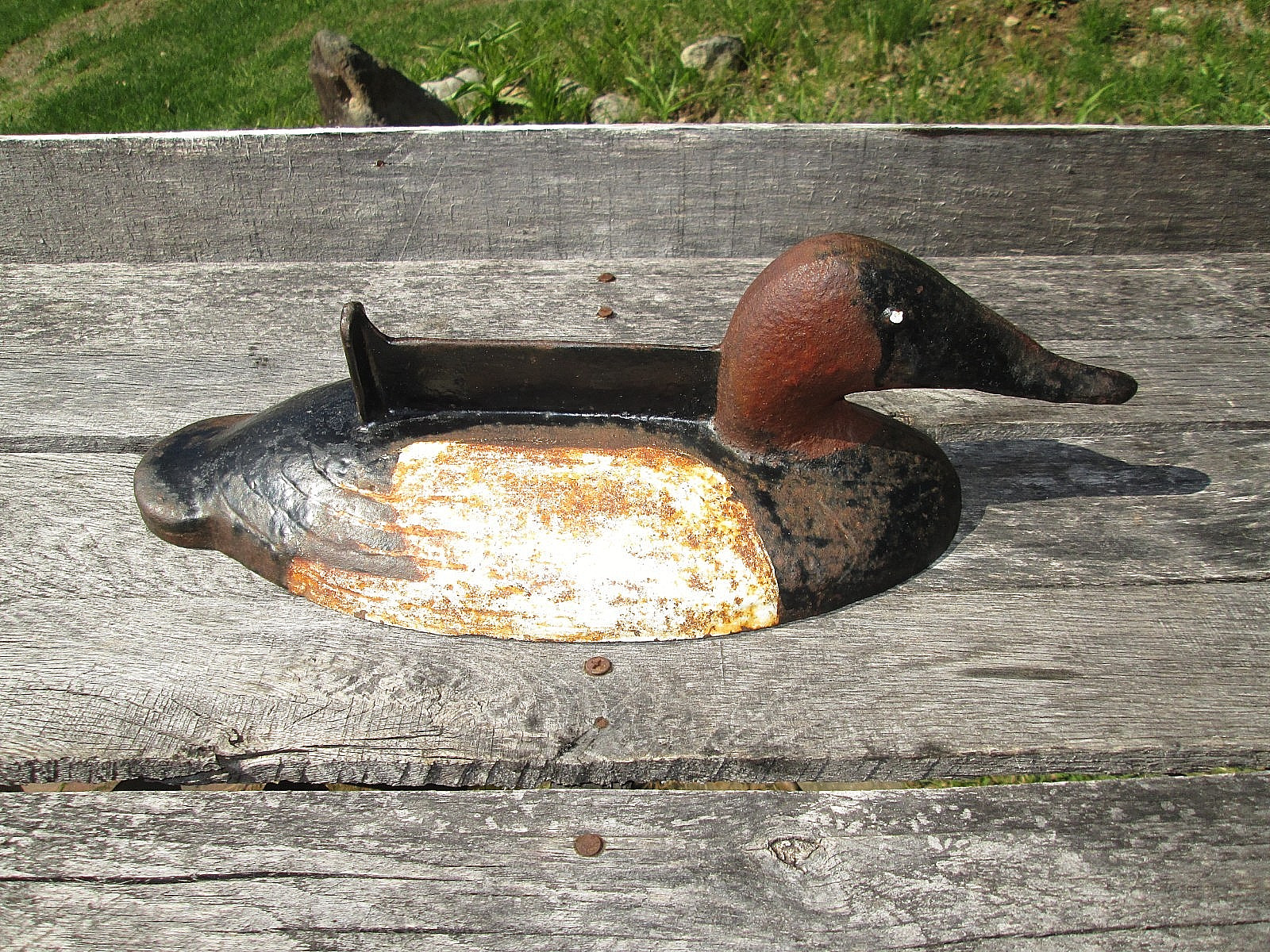 Vintage cast iron duck decoy boot scrape canvasback