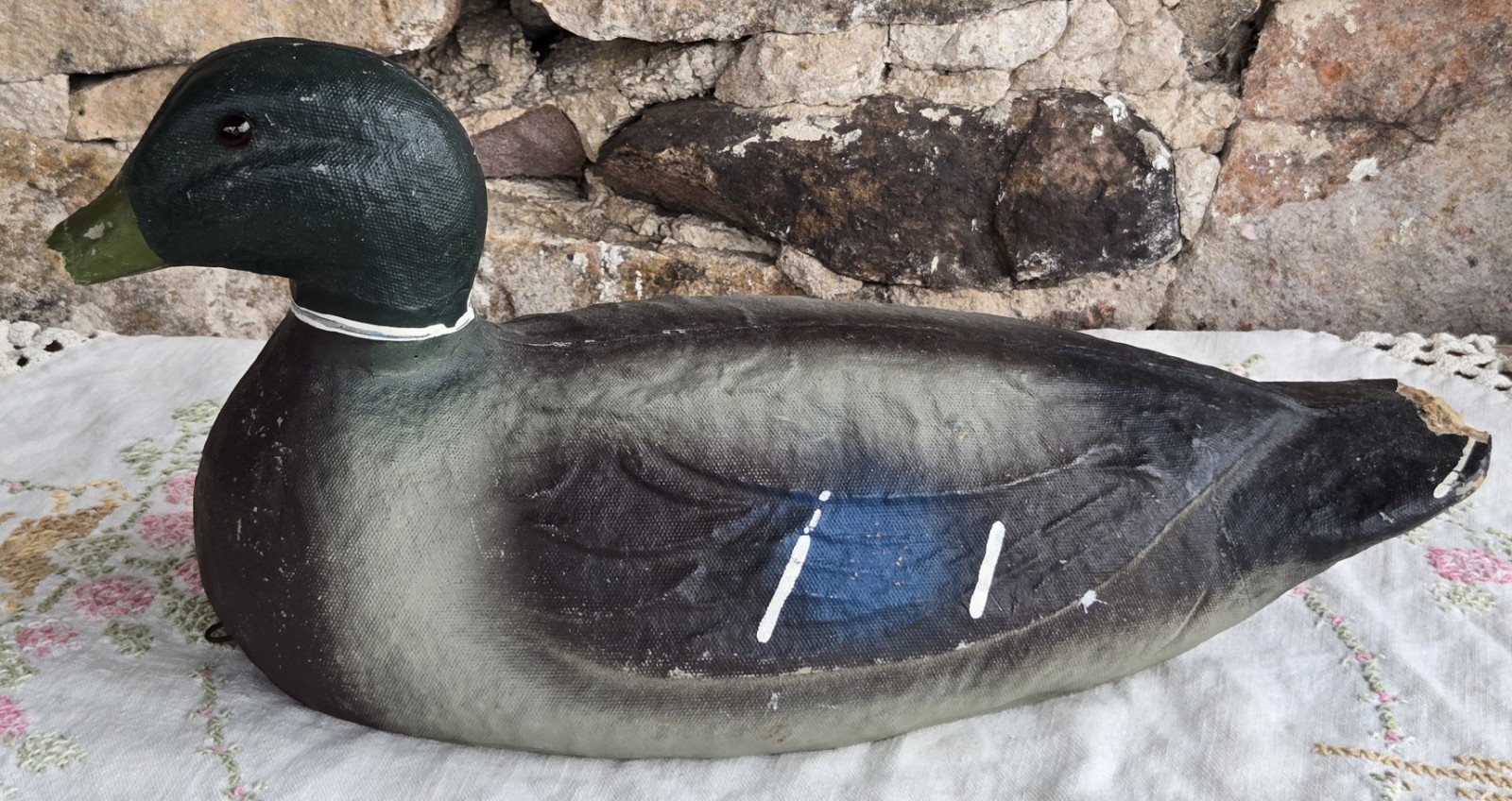 16″ Victor Veri-Lite Duck Decoy Animal Trap Co. Mallard 1946 Paper Mache Damaged