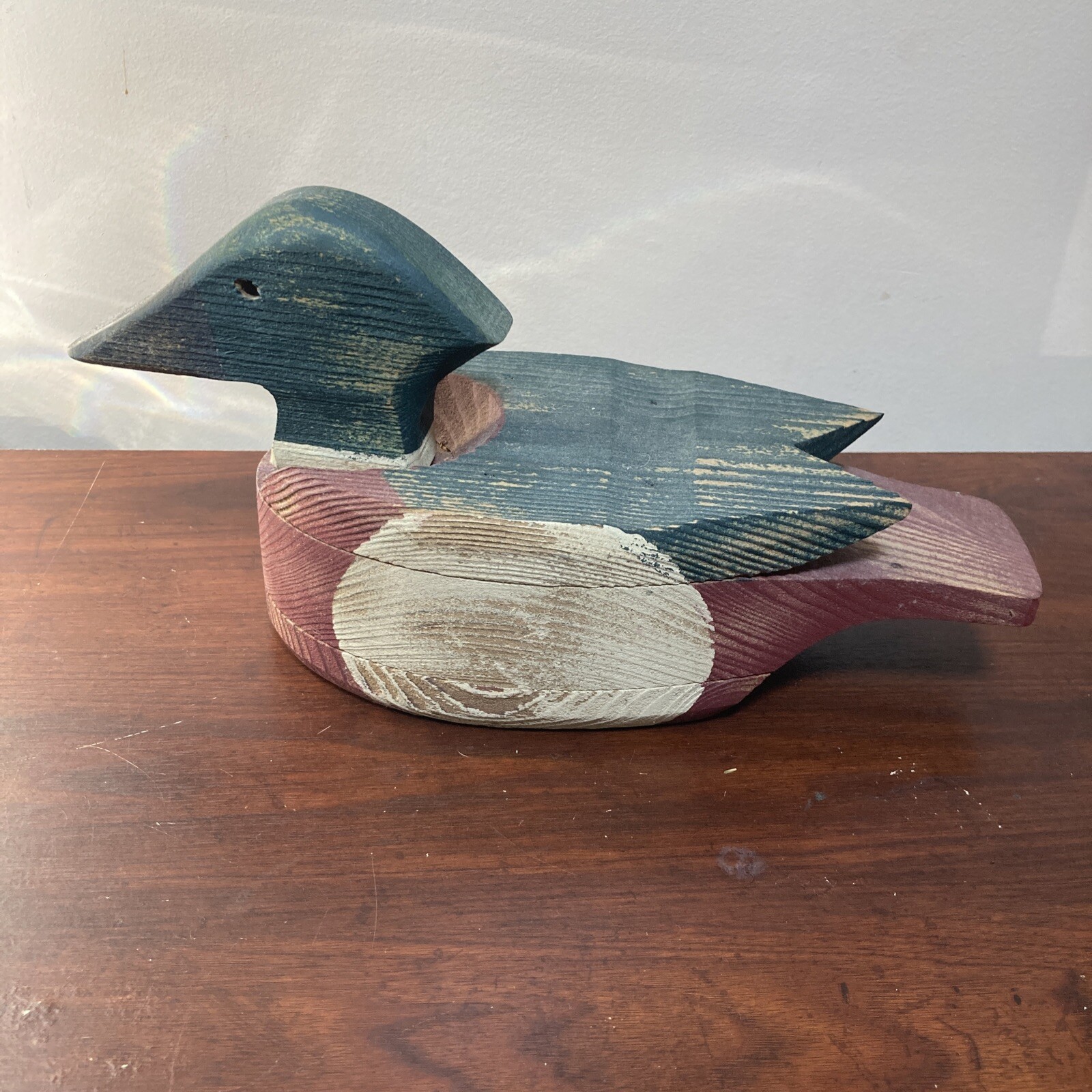 Primitive Solid Body Decoy, Swivel Head Distressed Hand Made East Greenwich RI