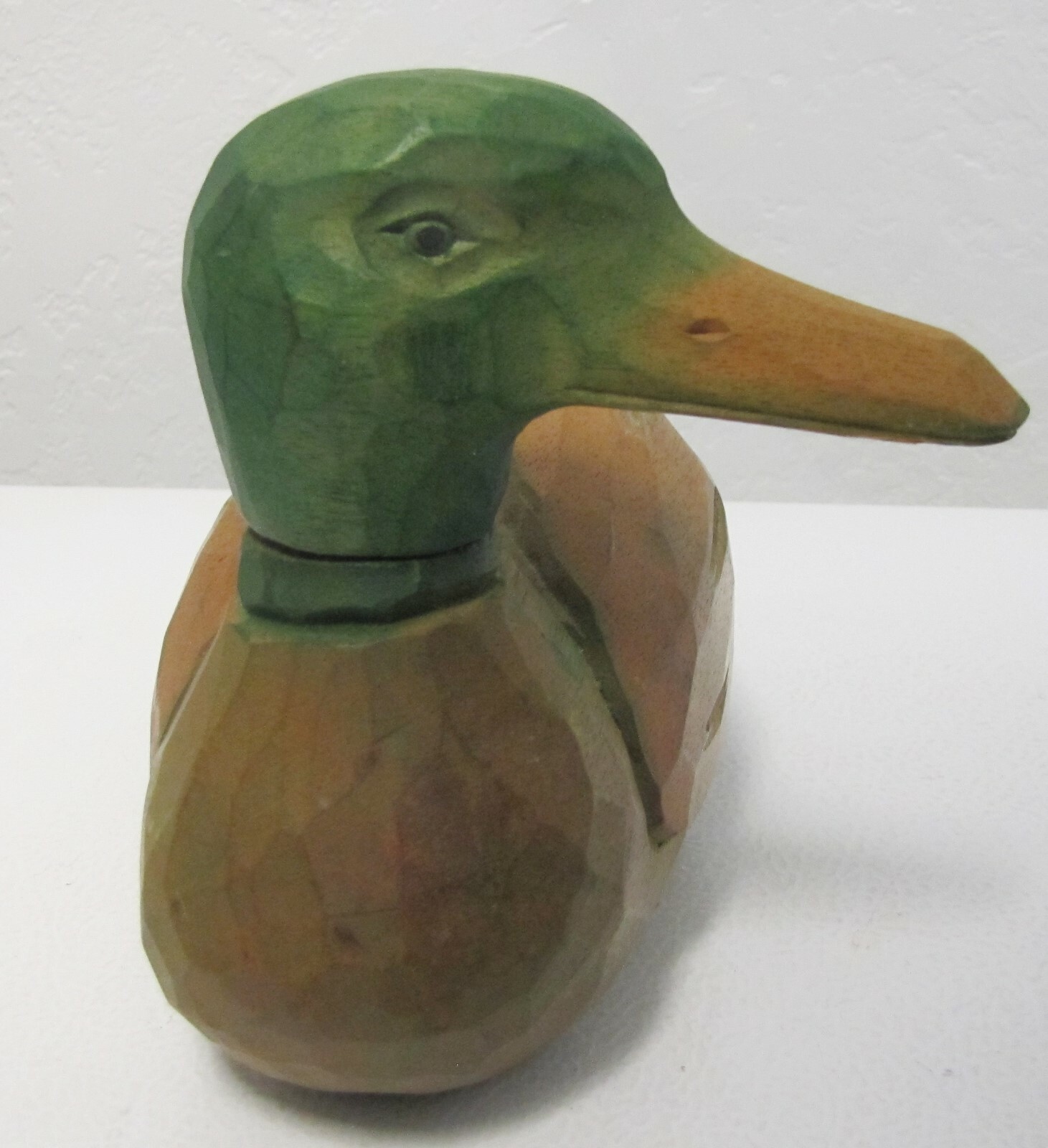 Vintage Hand Carved Wooden Duck With Swivel Head Very Good To Excellent Cond.