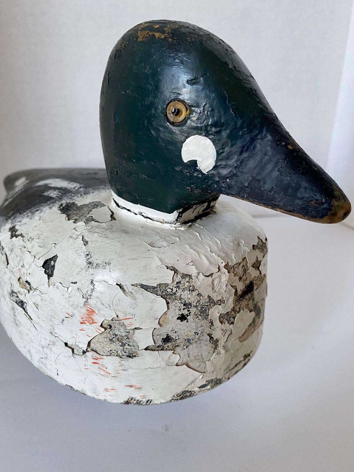 Goldeneye Wood Carved Duck Decoy, Turned Head, Weighted, Unsigned