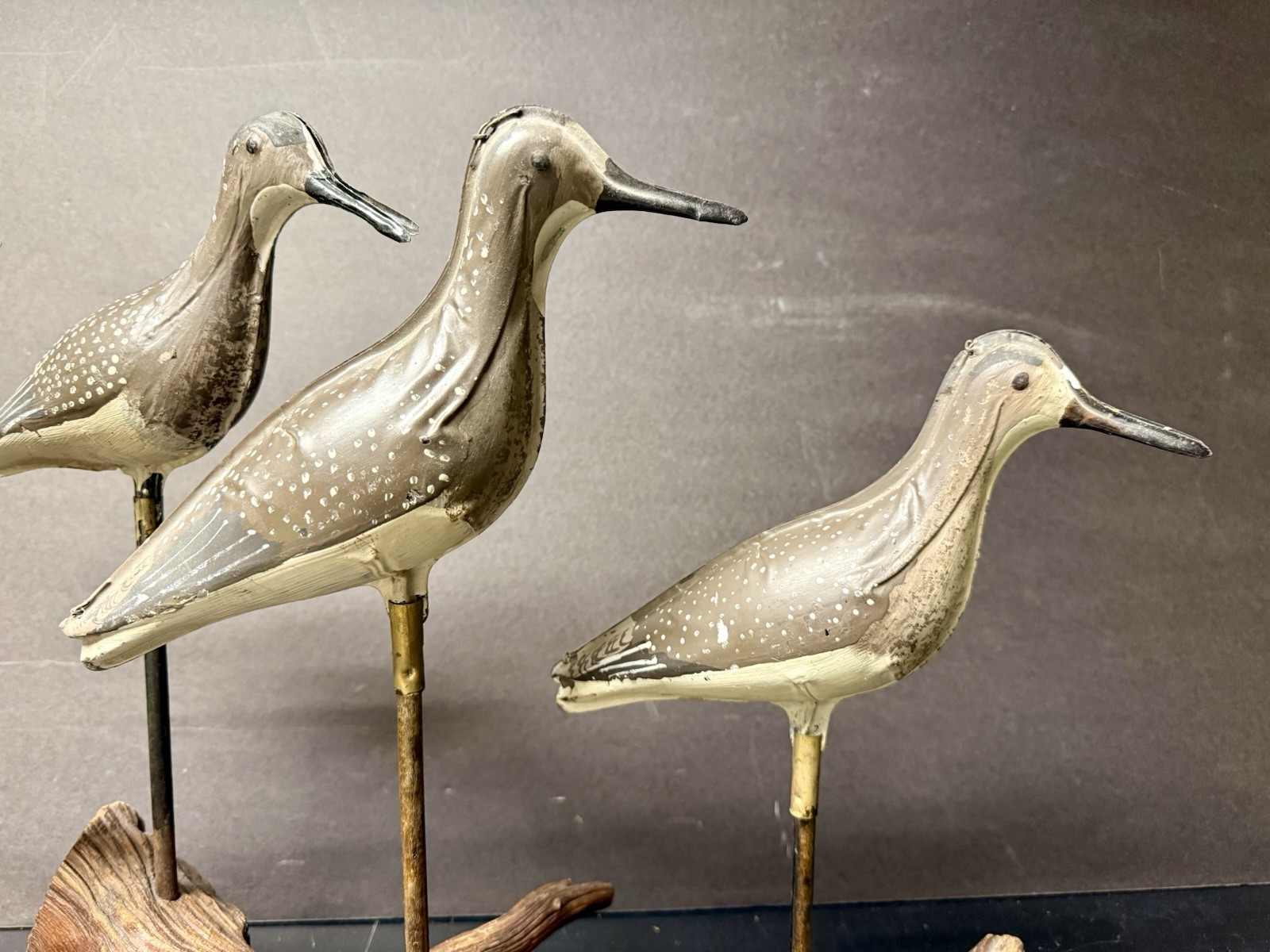 Vintage Display Set of 4 Shorebird Tinnie Decoys, Late 1800’s, Near Mint Cond.