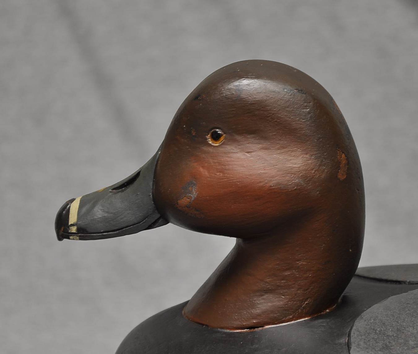 UNKNOWN MI. MAGNUM SIZE RED HEAD DRAKE DUCK DECOY OP WOOD NICELY CARVED