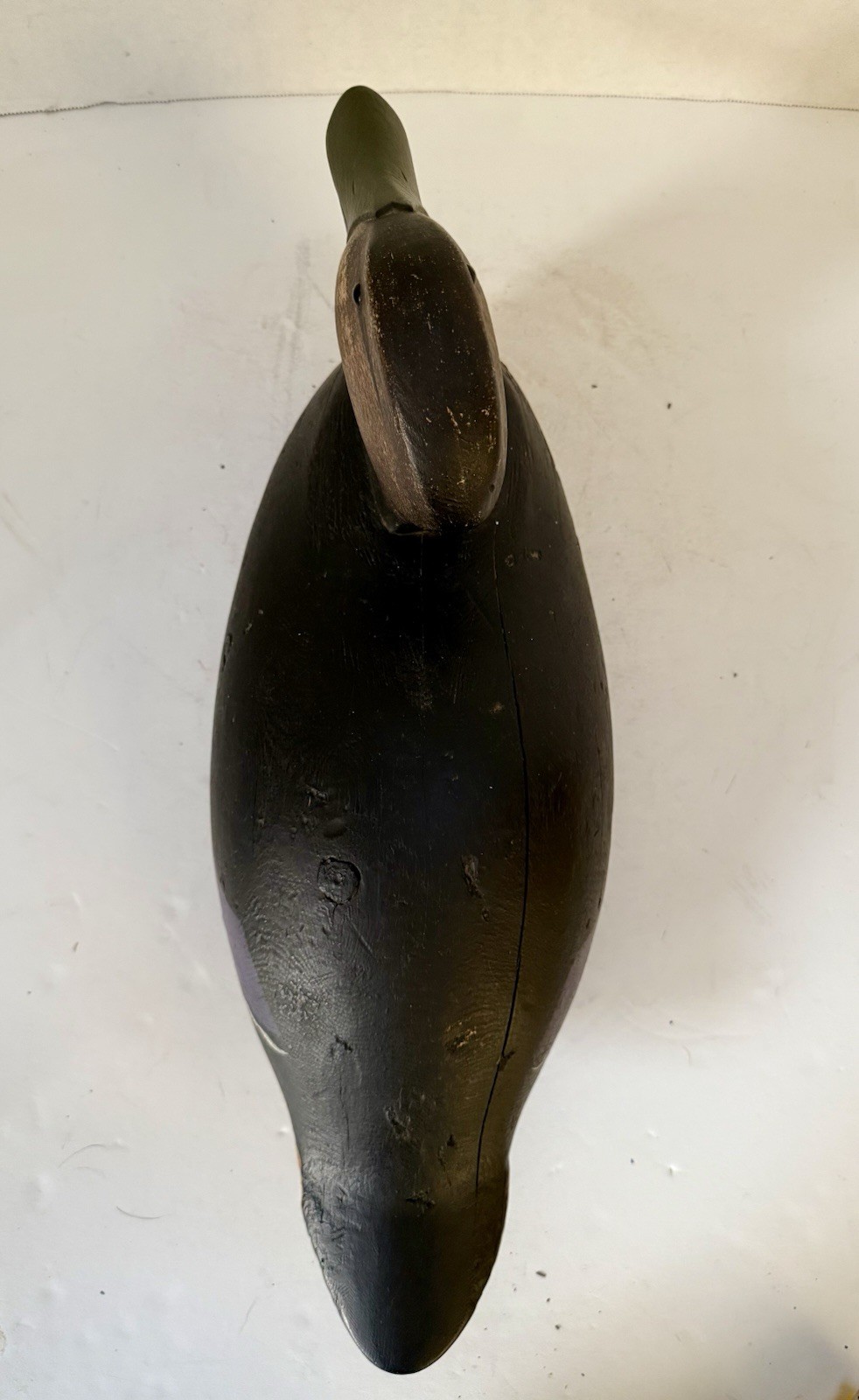 Black Duck Decoy – Joe Lincoln Style, Glass Eyes, Turned Head, Repaint, Unsigned