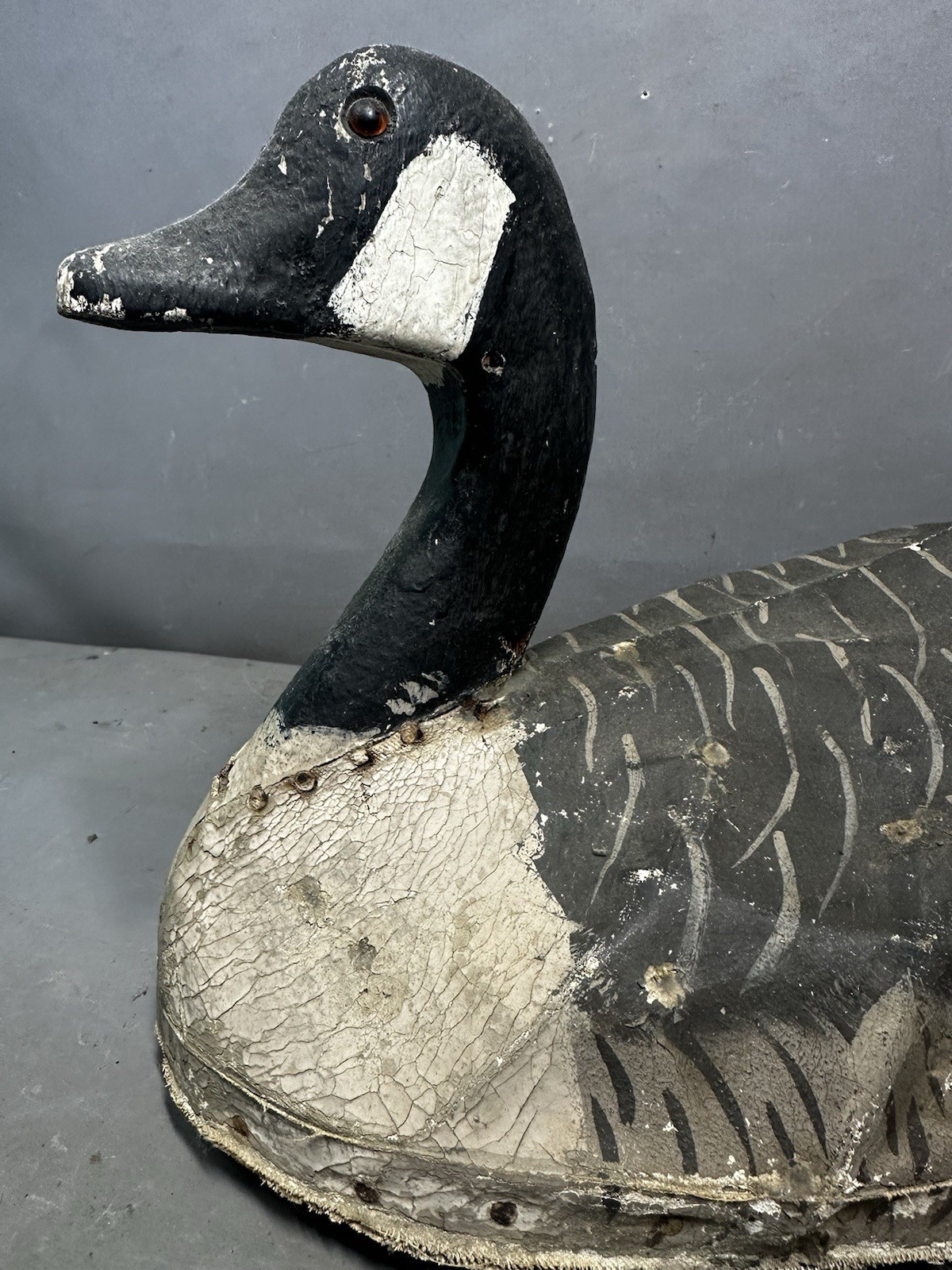 1940’s Vintage CURRITUCK NC Old CANADIAN GOOSE Canvas On Wire FRANK CARTER DECOY