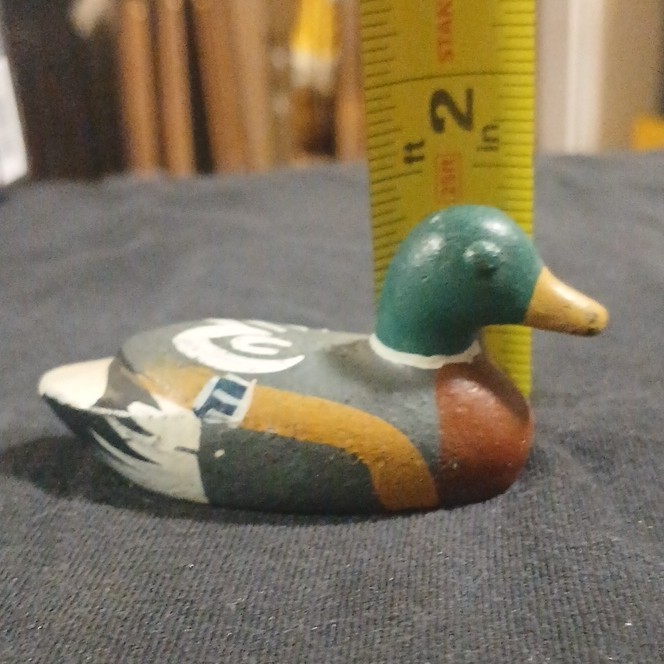Vintage Hand-Painted Cast Iron Mallard Duck Solid Body Figurine