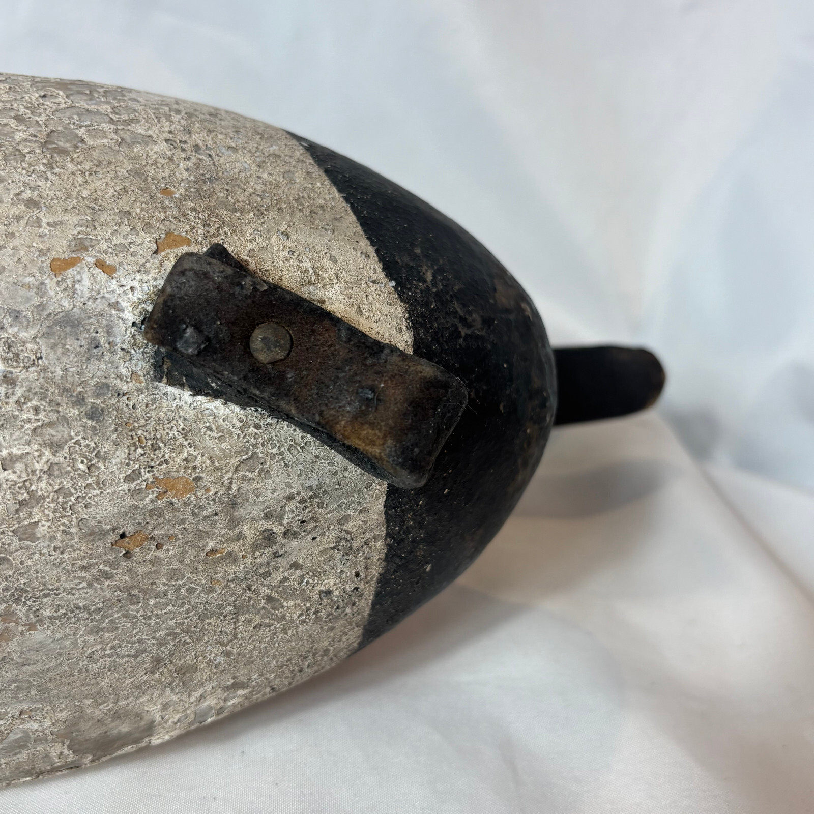 Vtg Working Canvas Back Duck Decoy With Strap & Weight Hand Made CHIPPY