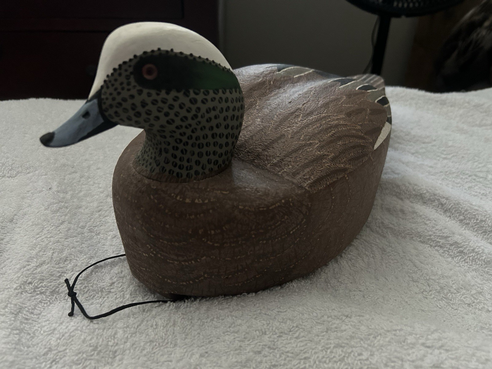 Handcarved handpainted cork drake Widgeon gunning duck decoy by Thomas Taber