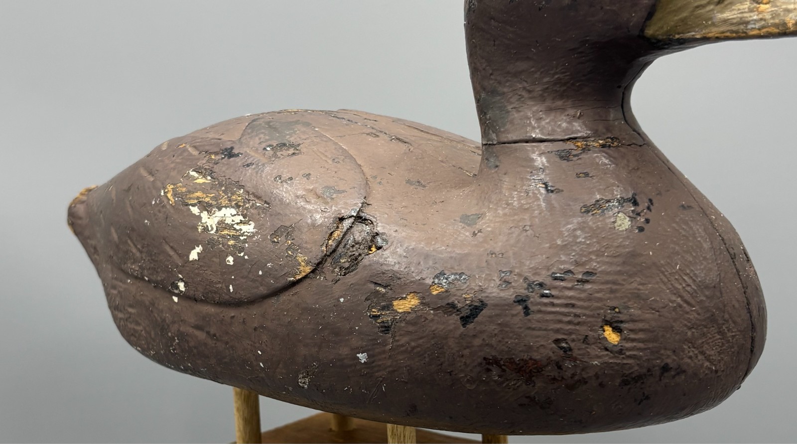 **UNUSUAL** QUEBEC VERTICAL SEAM BLACK DUCK ANTIQUE DECOY