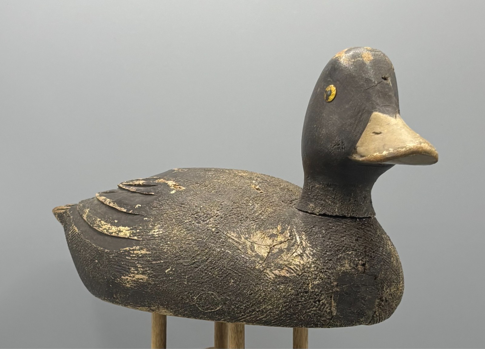 *ORIGINAL PAINT* *QUEBEC* WILLIE LEDUC (1886-1968) ANTIQUE WOODEN DUCK DECOY