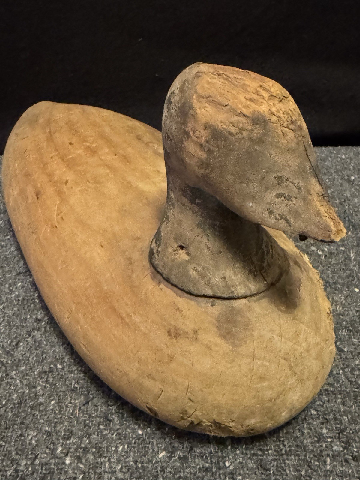 Vintage Hand-carved Wooden Duck Decoy Solid Body Flat Bottom Primitive