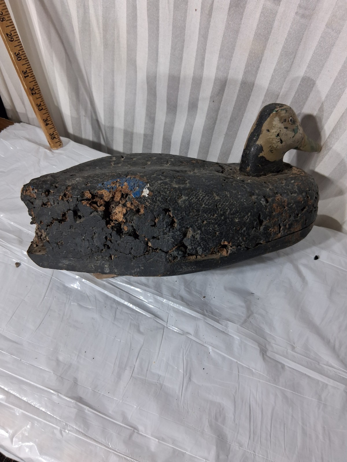 HUGE Eastern Shore MARYLAND BIG Black Duck Decoy – Vintage Cork Glass Eyes