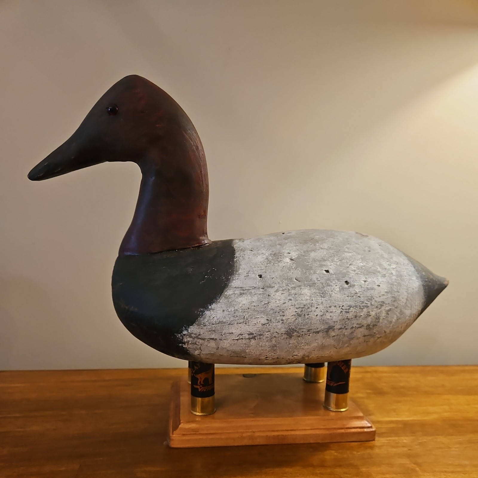 Retired CANVASBACK DUCK DECOY High Neck Solid Wood Glass Eyes stand not included