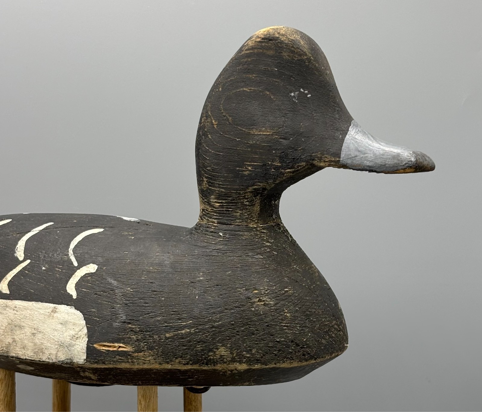 GANANOQUE, ONTARIO ***ORIGINAL PAINT*** BLUEBILL DRAKE ANTIQUE WOODEN DUCK DECOY