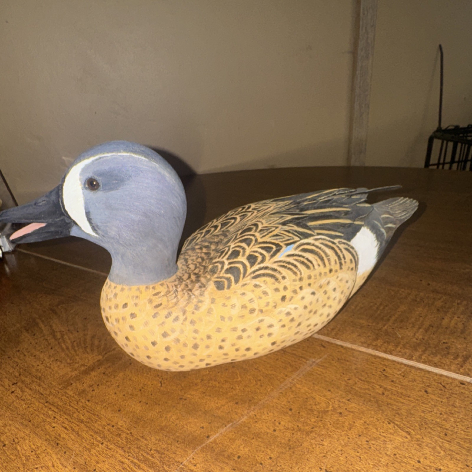 A Wooden Bird Factory Blue-Winged Teal Duck Decoy Wood Hand Carved Vintage